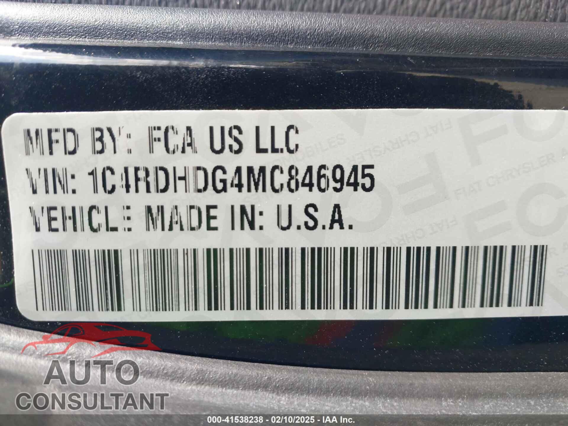 DODGE DURANGO 2021 - 1C4RDHDG4MC846945