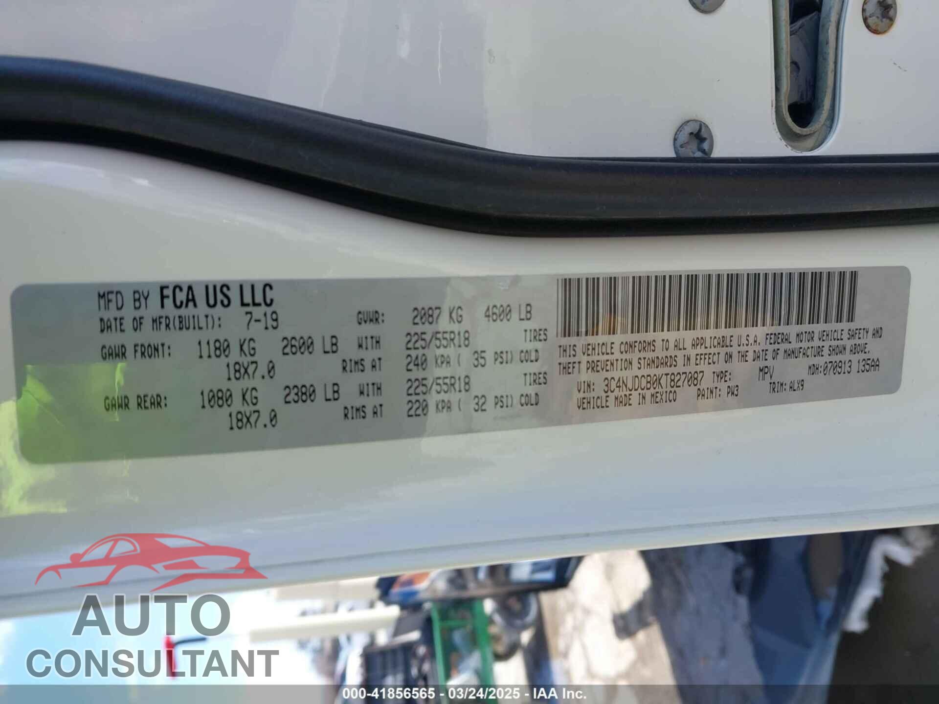JEEP COMPASS 2019 - 3C4NJDCB0KT827087