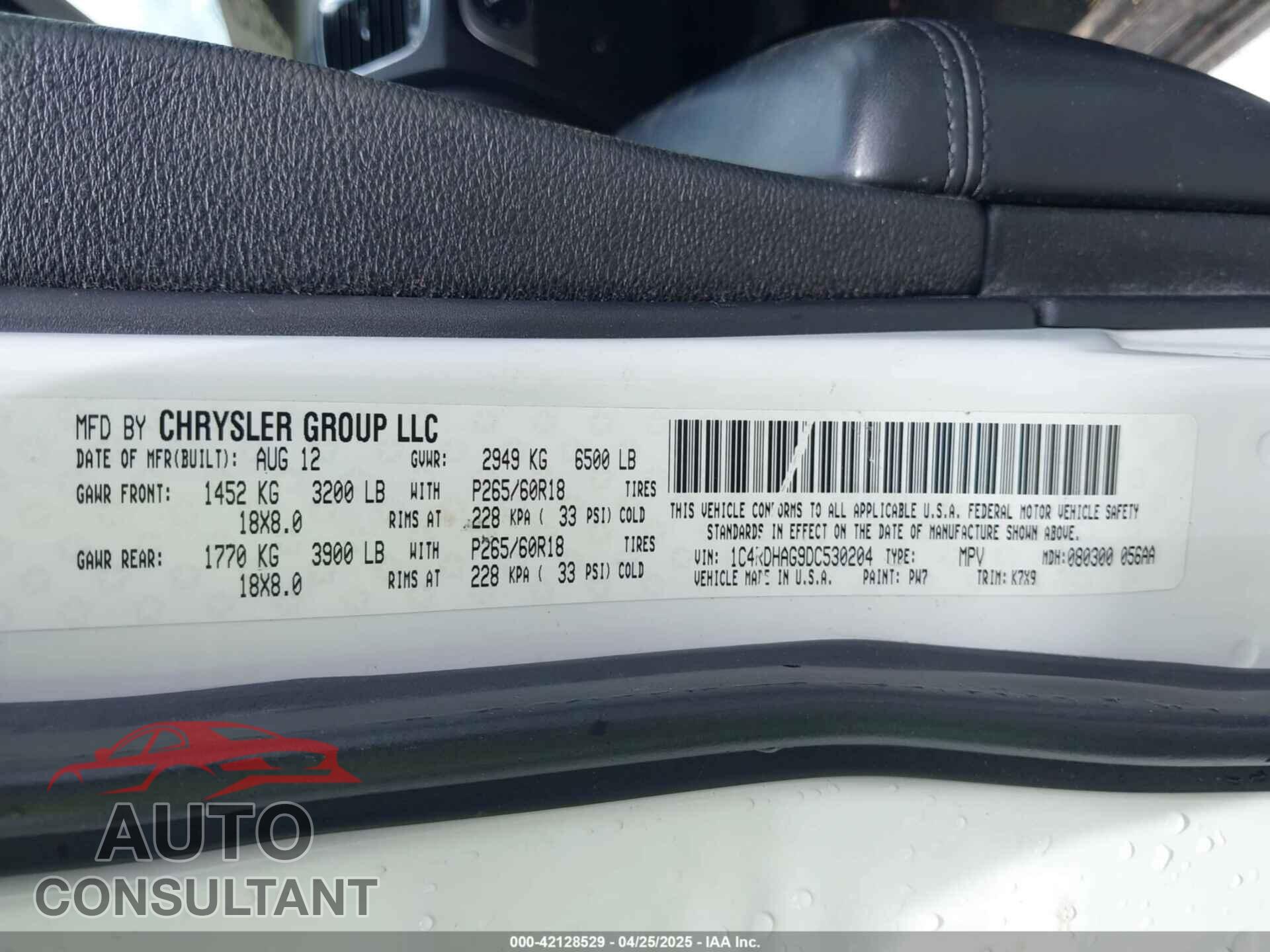 DODGE DURANGO 2013 - 1C4RDHAG9DC530204