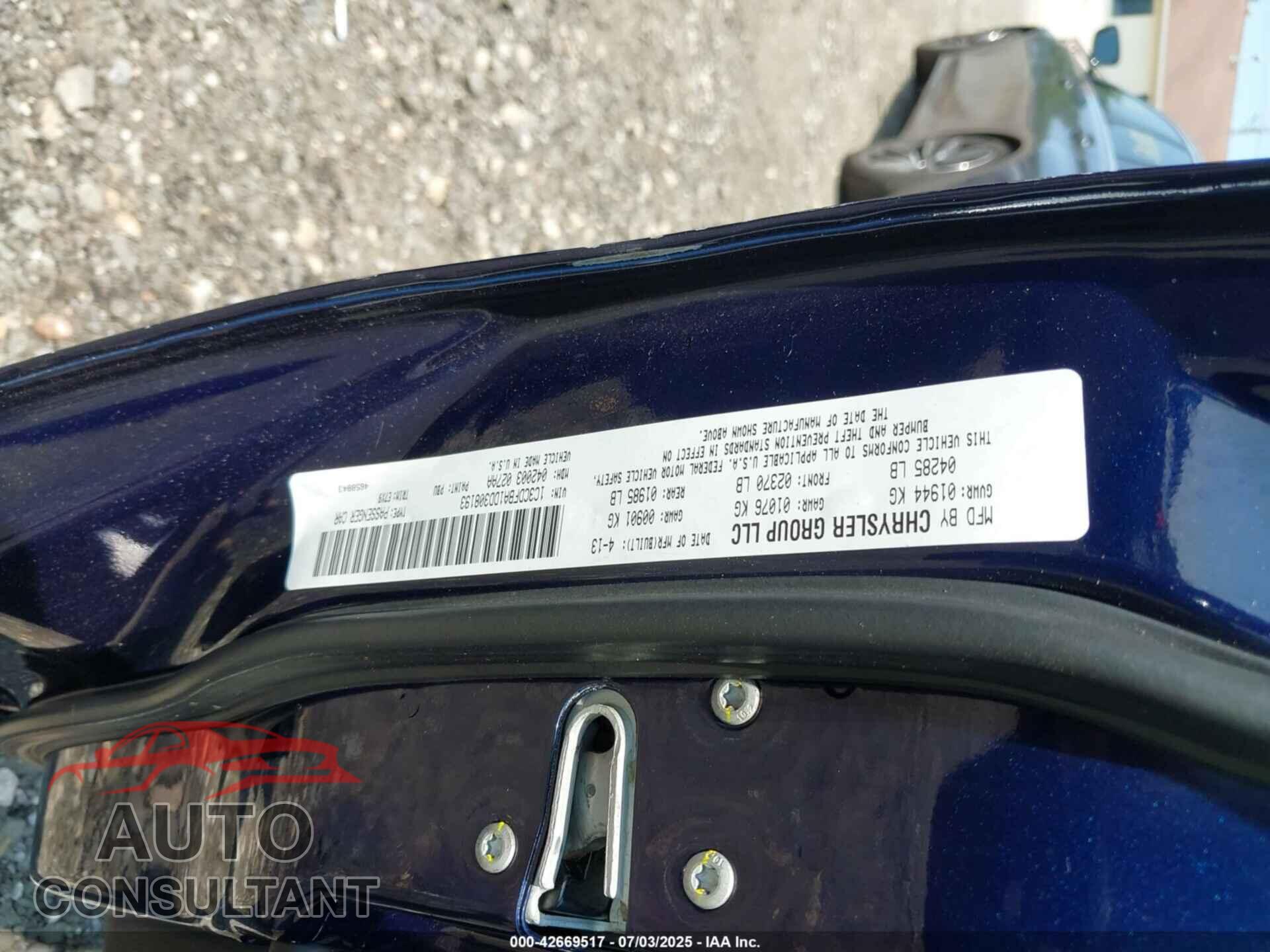DODGE DART 2013 - 1C3CDFBA1DD308193