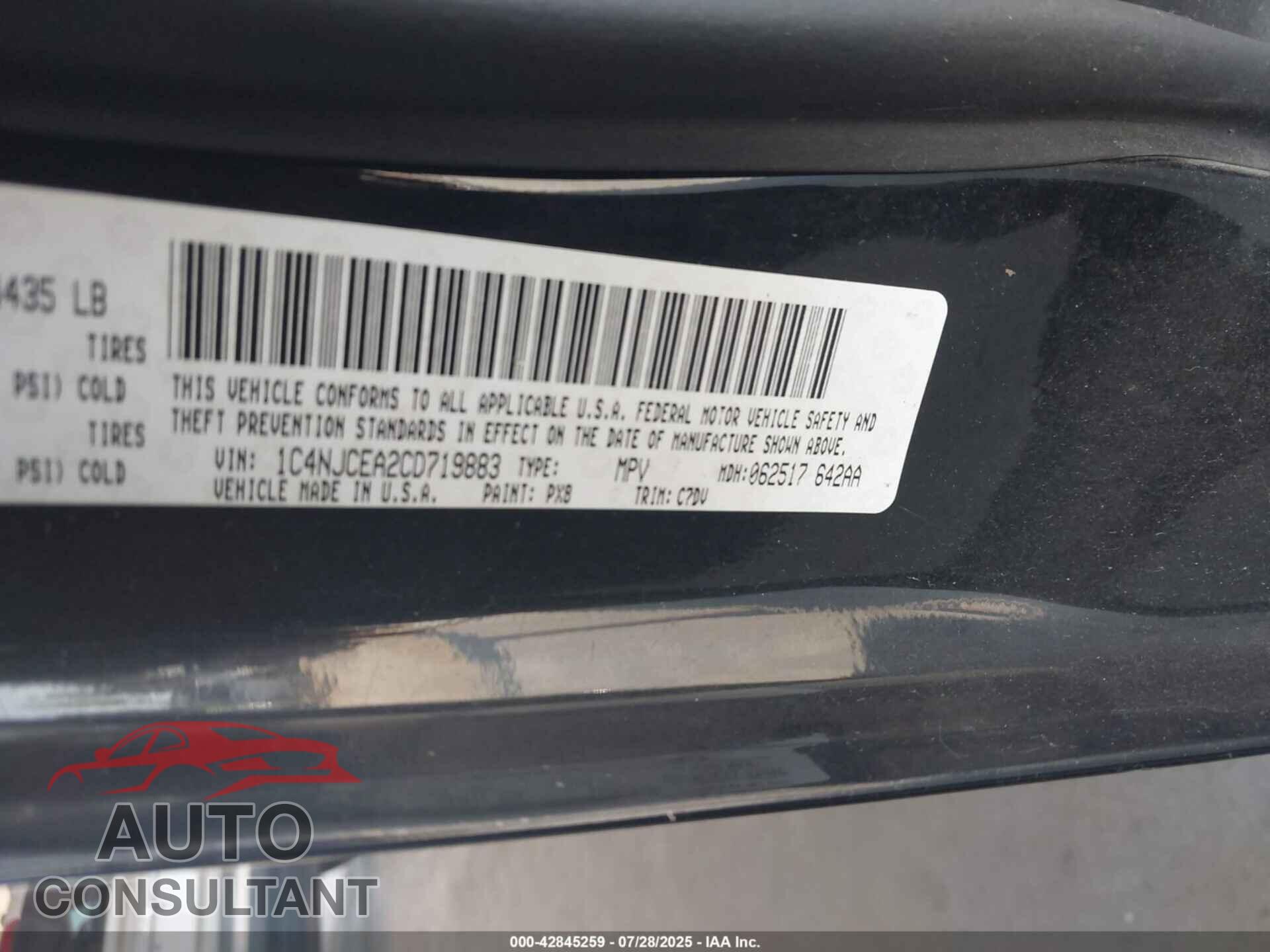 JEEP COMPASS 2012 - 1C4NJCEA2CD719883