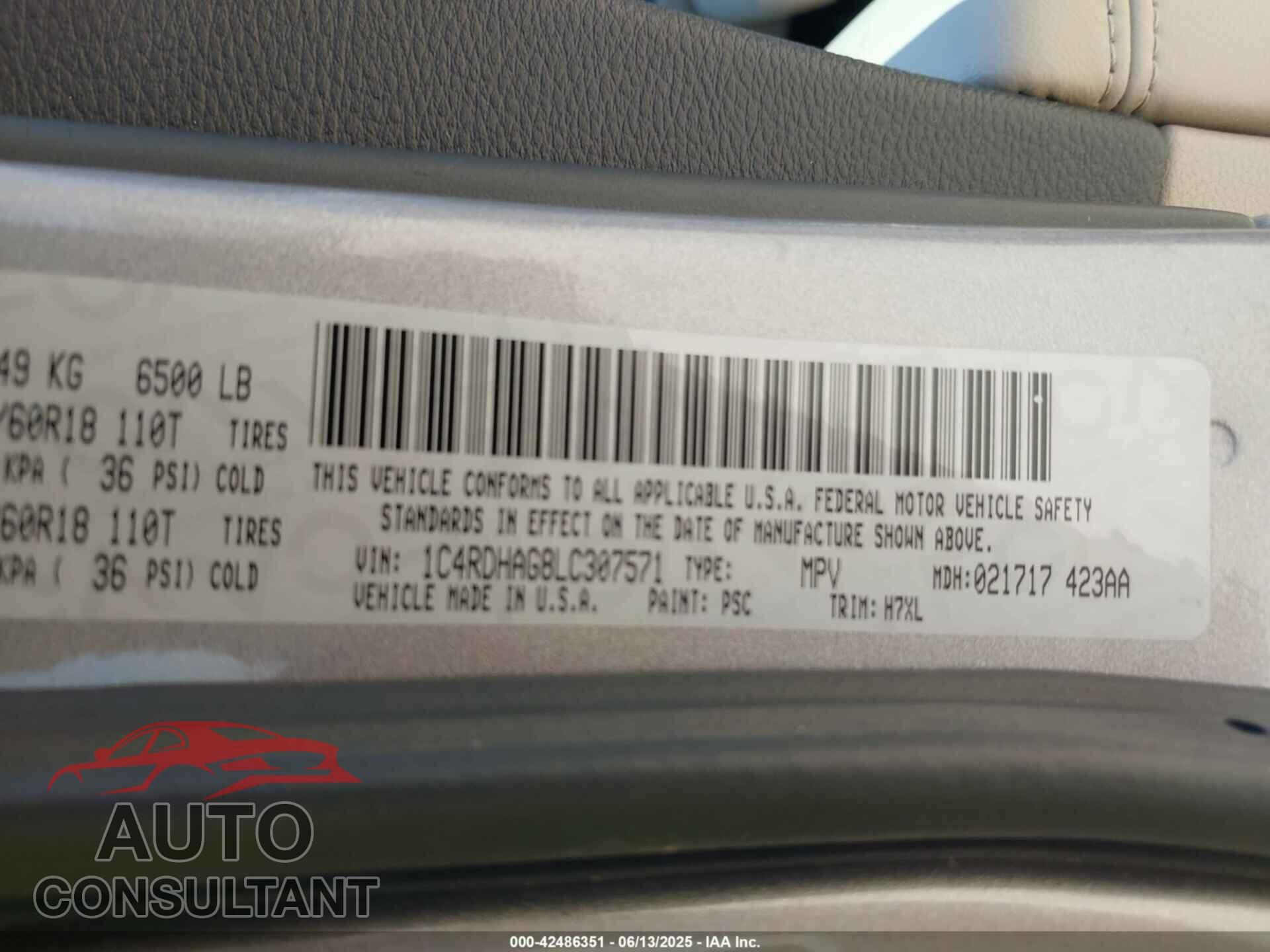 DODGE DURANGO 2020 - 1C4RDHAG8LC307571