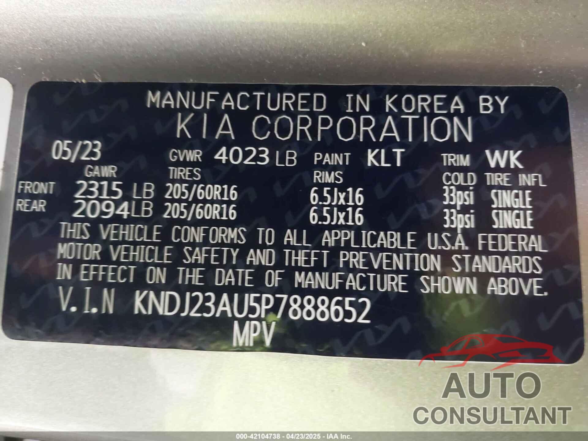 KIA SOUL 2023 - KNDJ23AU5P7888652