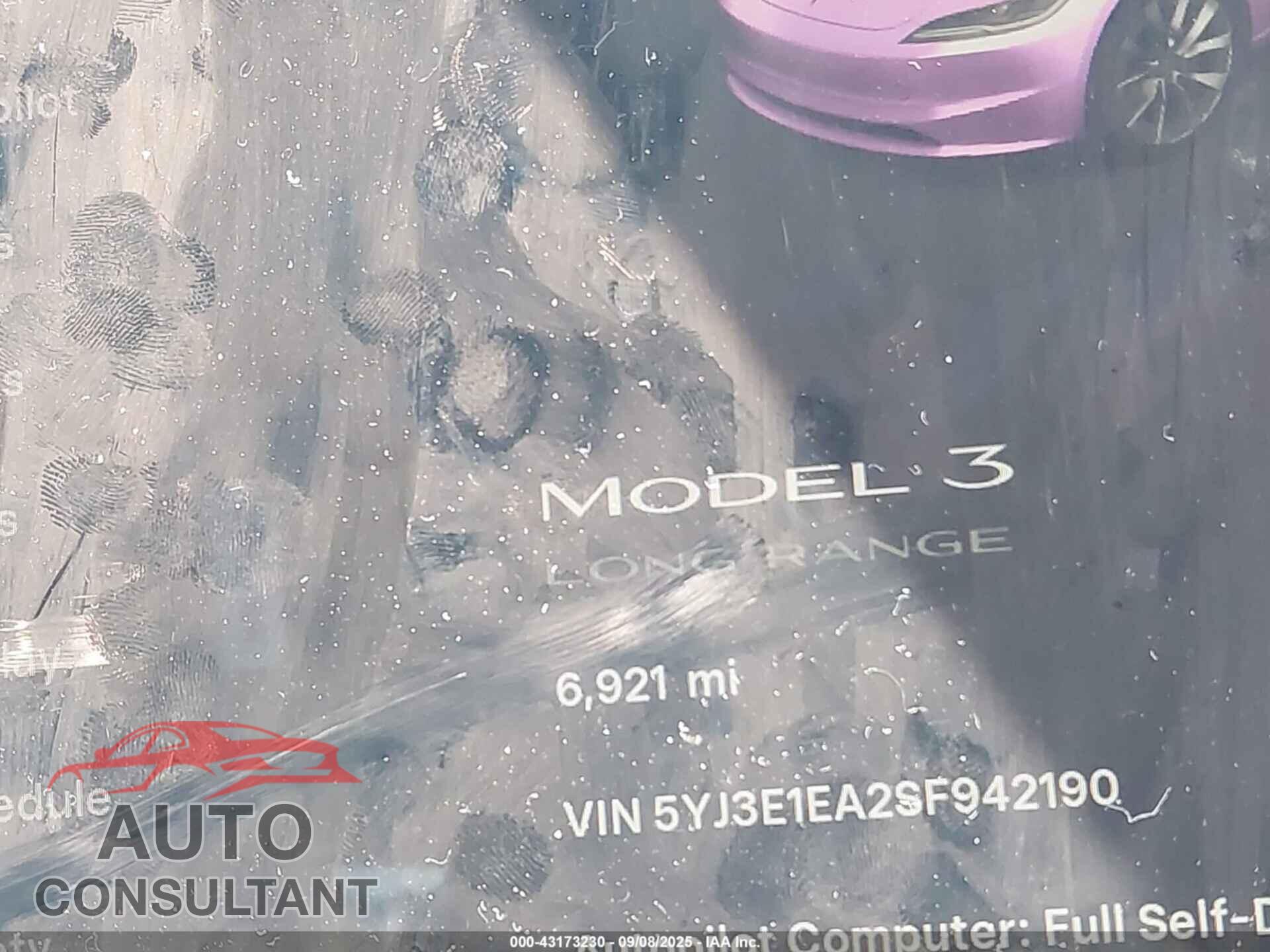 TESLA MODEL 3 2025 - 5YJ3E1EA2SF942190