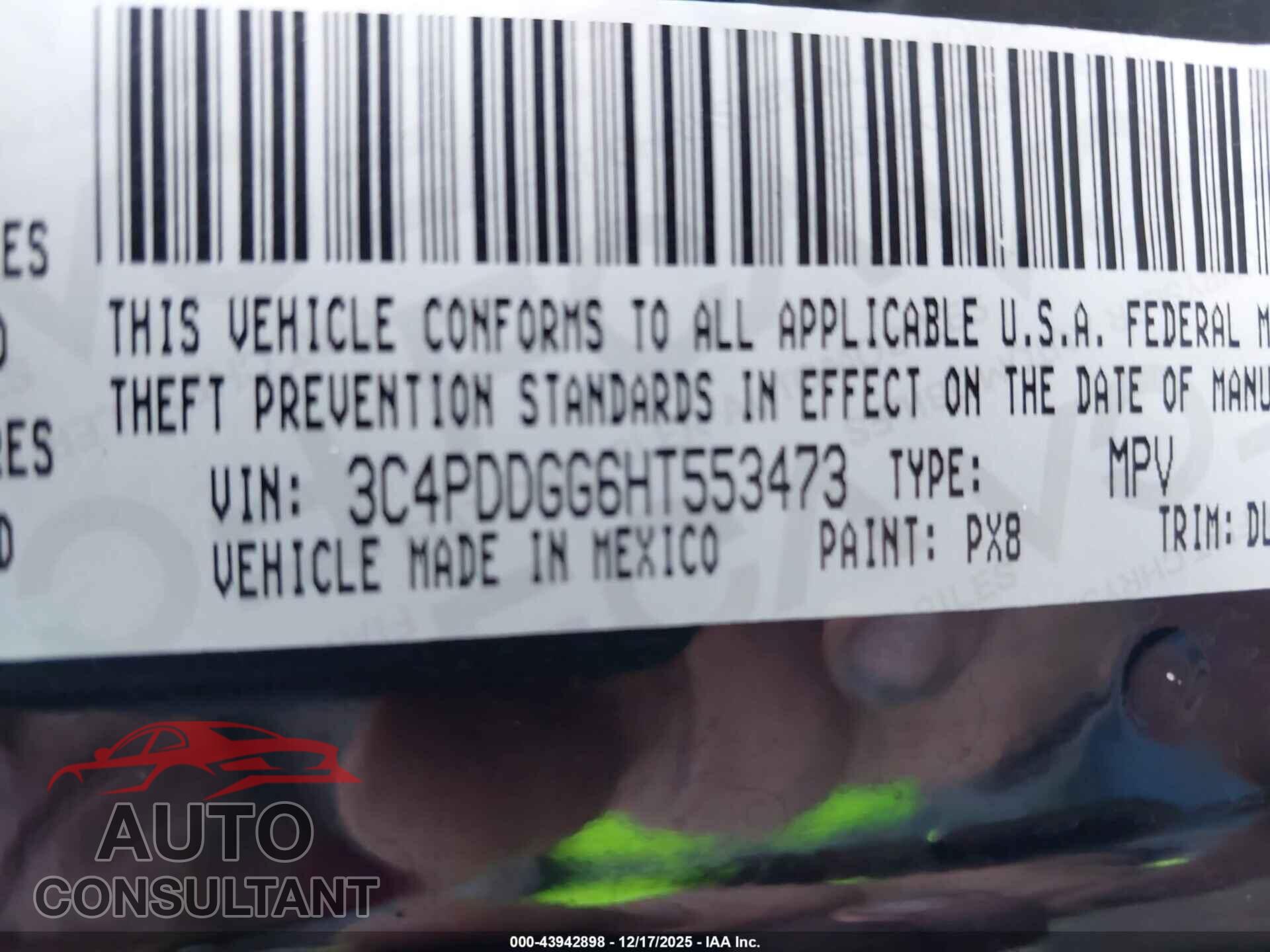DODGE JOURNEY 2017 - 3C4PDDGG6HT553473