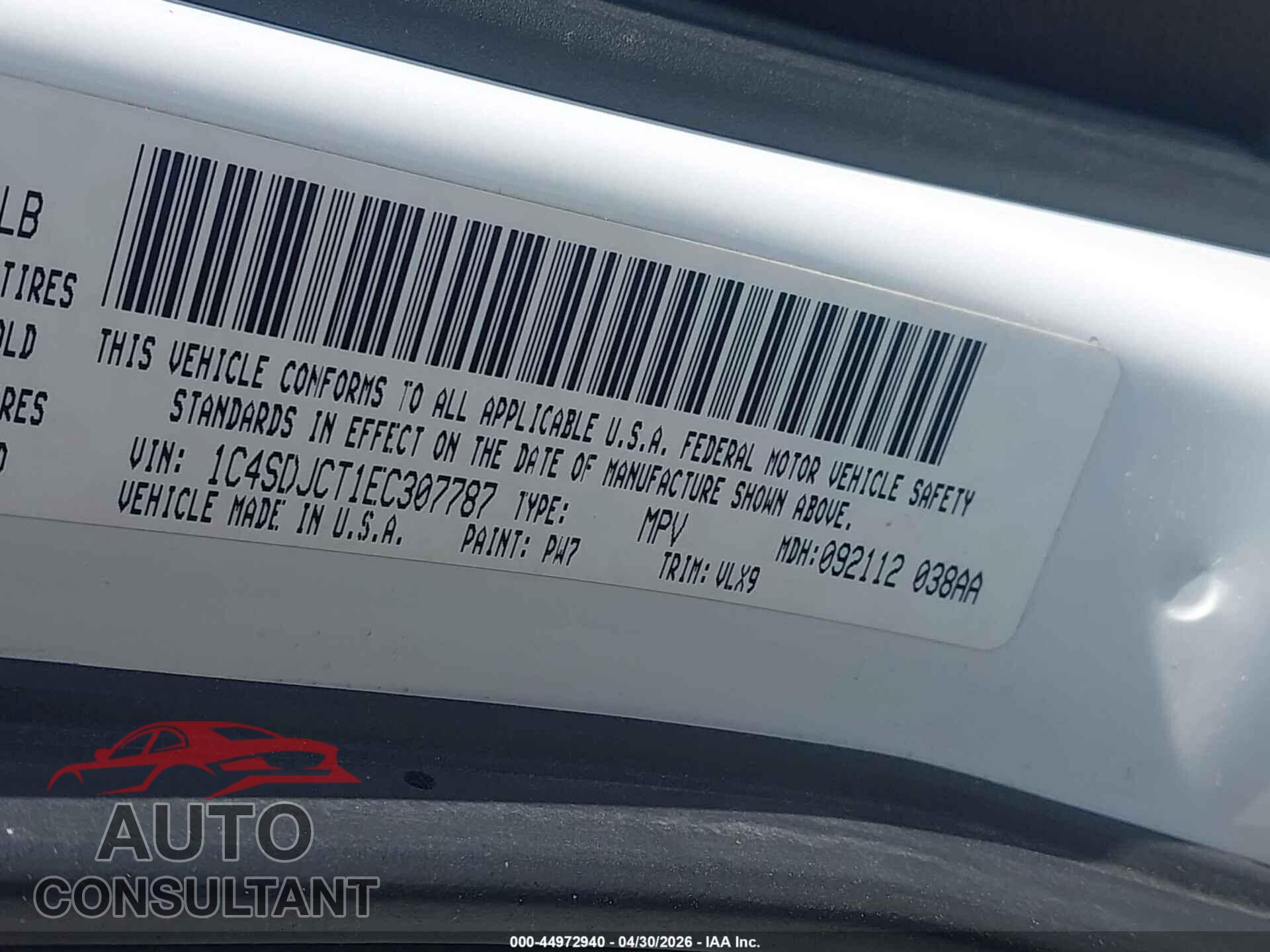 DODGE DURANGO 2014 - 1C4SDJCT1EC307787