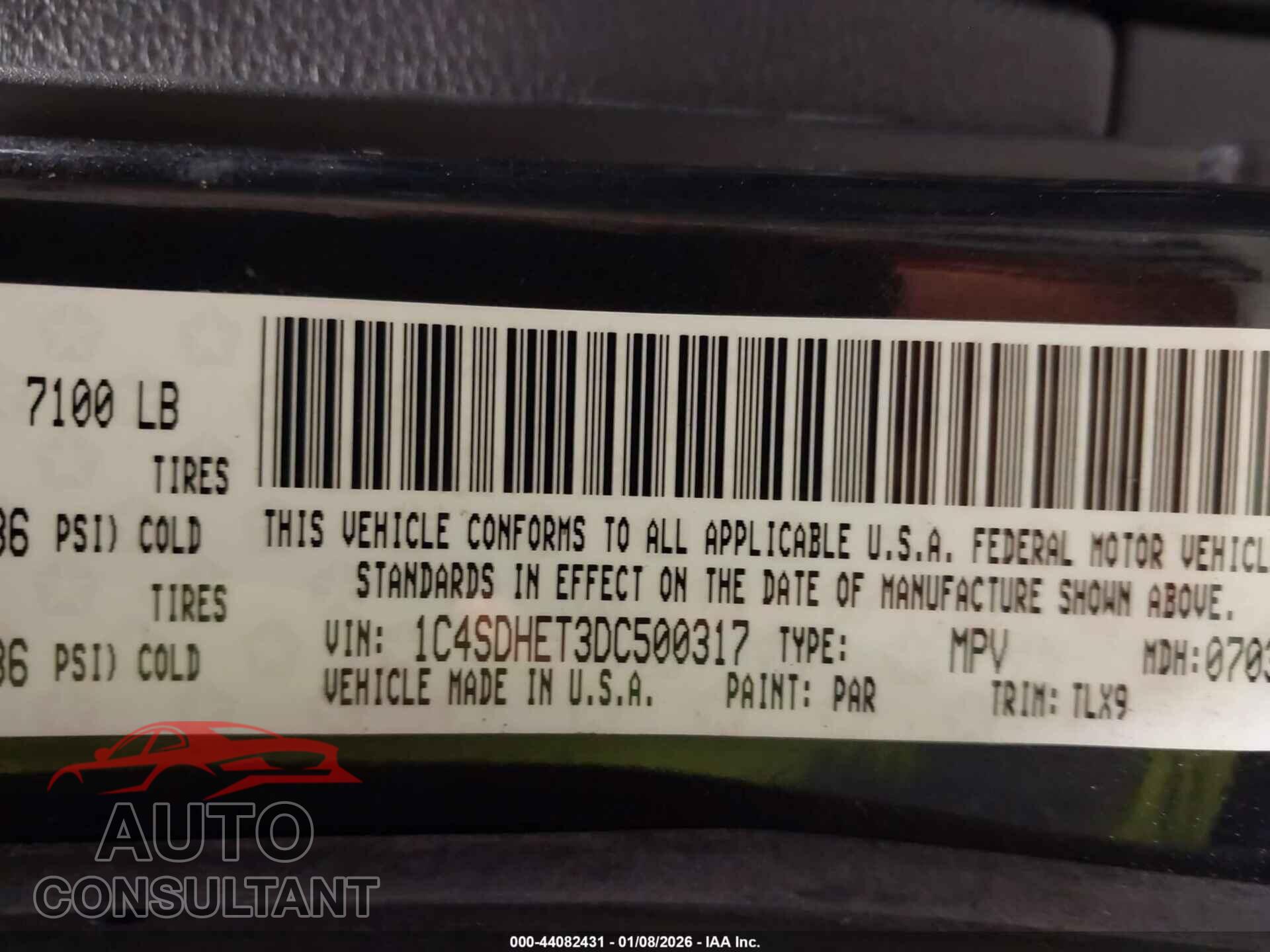 DODGE DURANGO 2013 - 1C4SDHET3DC500317