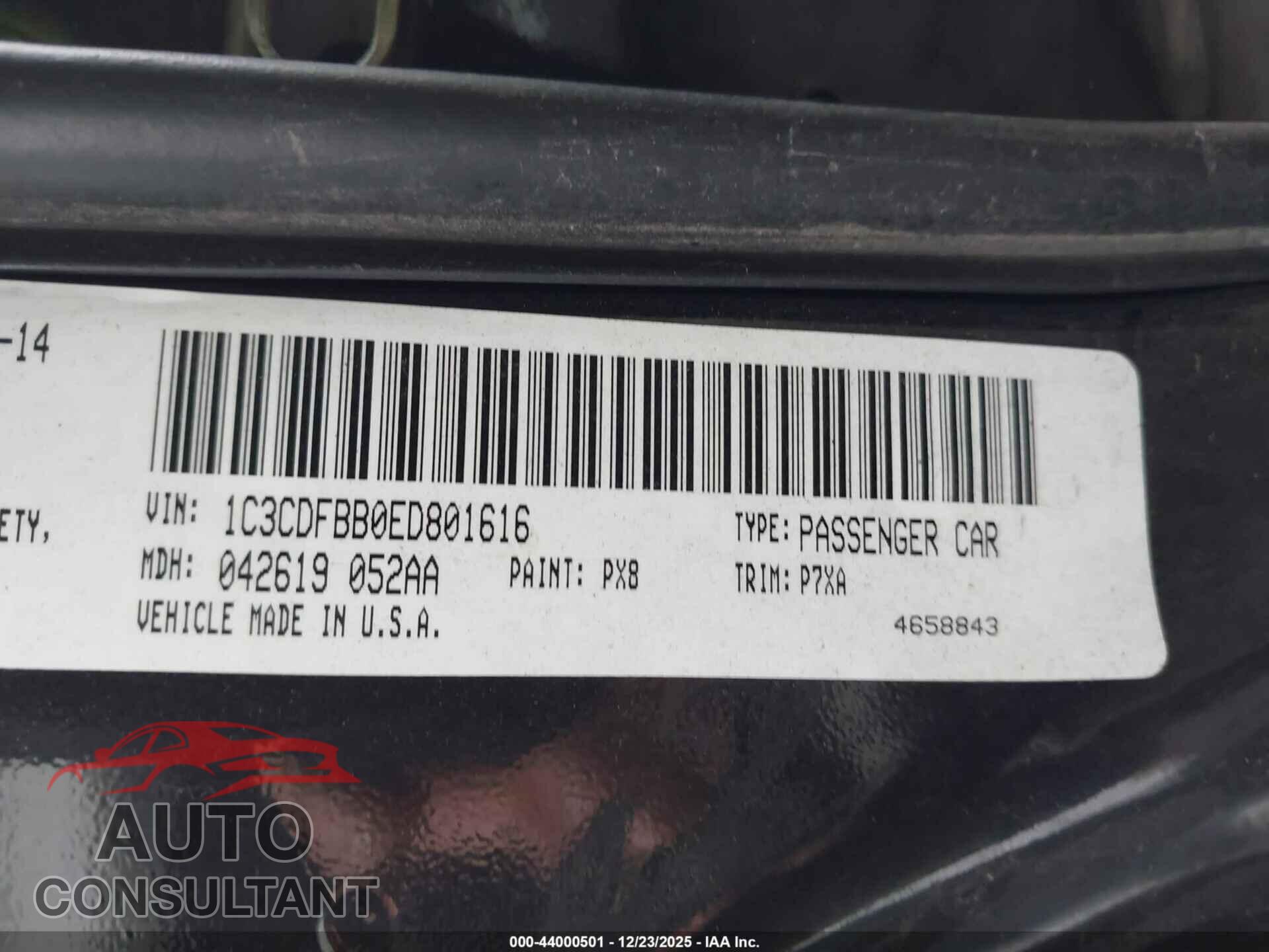 DODGE DART 2014 - 1C3CDFBB0ED801616