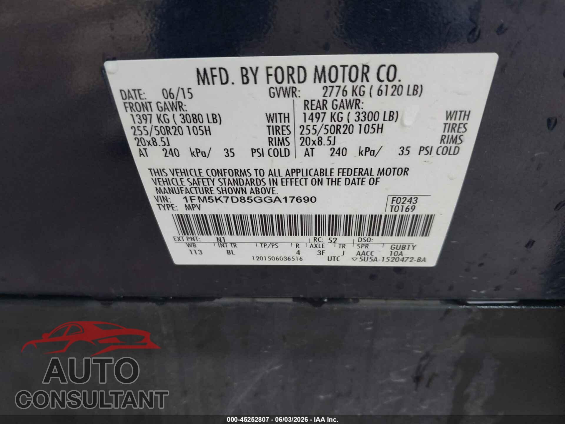 FORD EXPLORER 2016 - 1FM5K7D85GGA17690