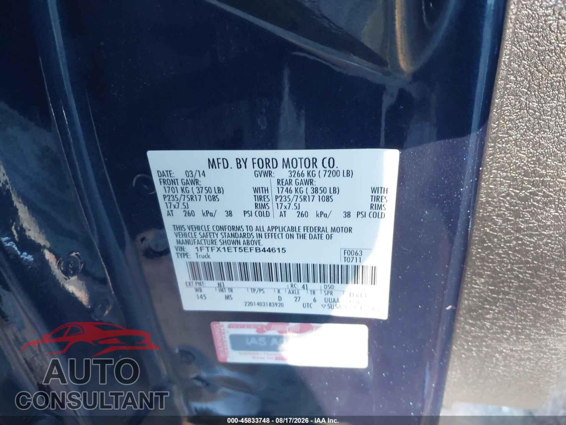 FORD F-150 2014 - 1FTFX1ET5EFB44615
