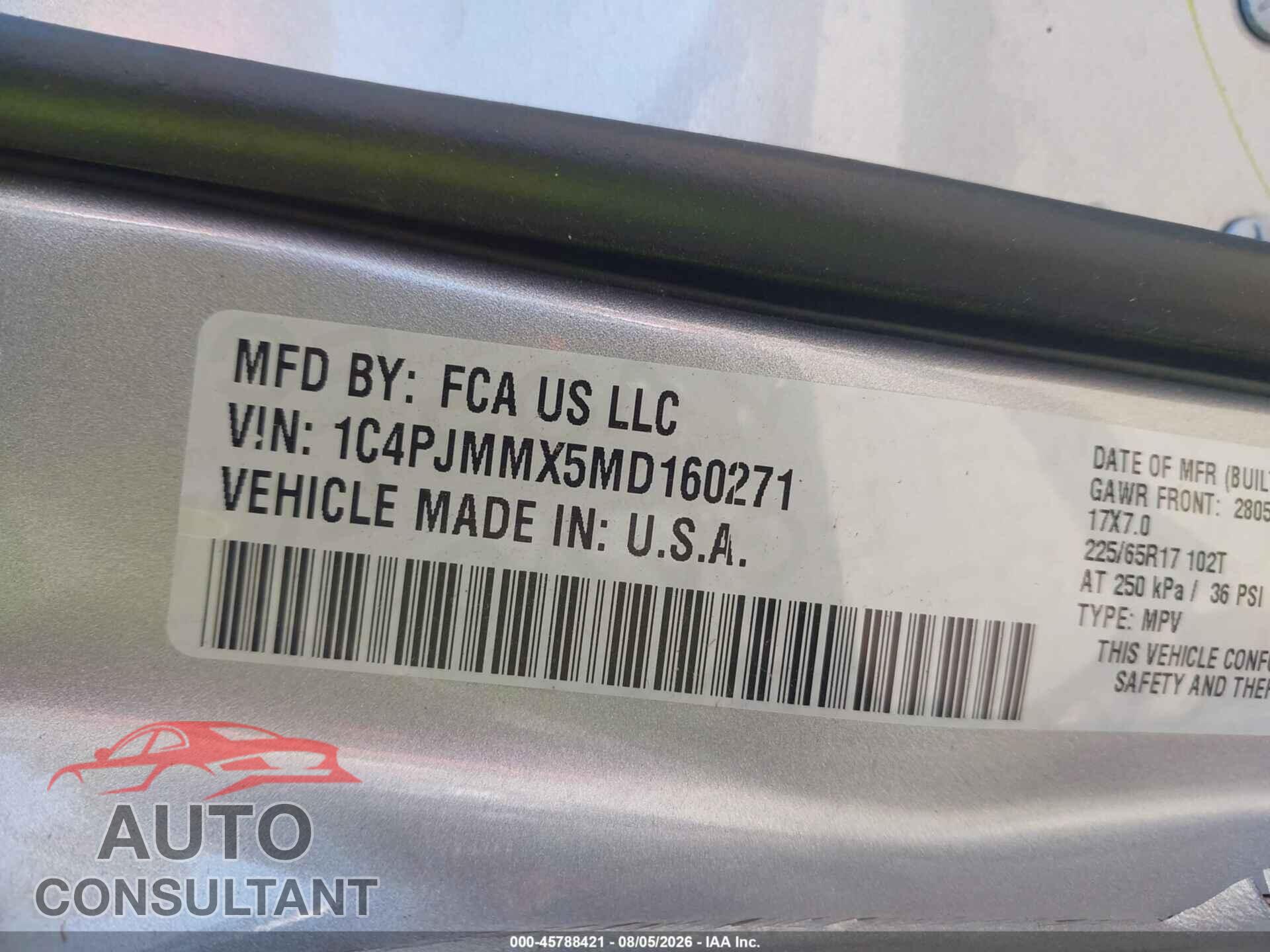 JEEP CHEROKEE 2021 - 1C4PJMMX5MD160271