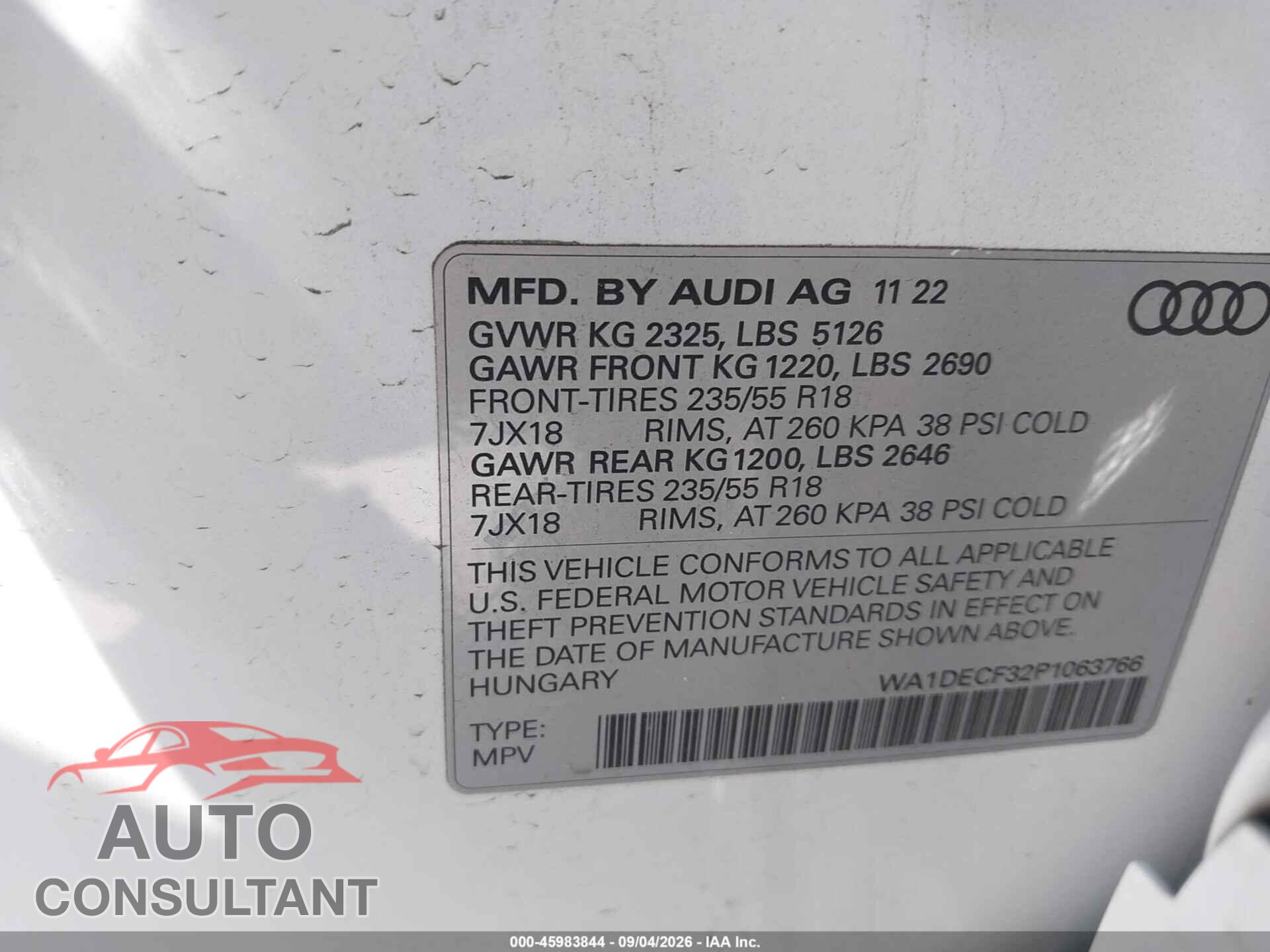 AUDI Q3 2023 - WA1DECF32P1063766