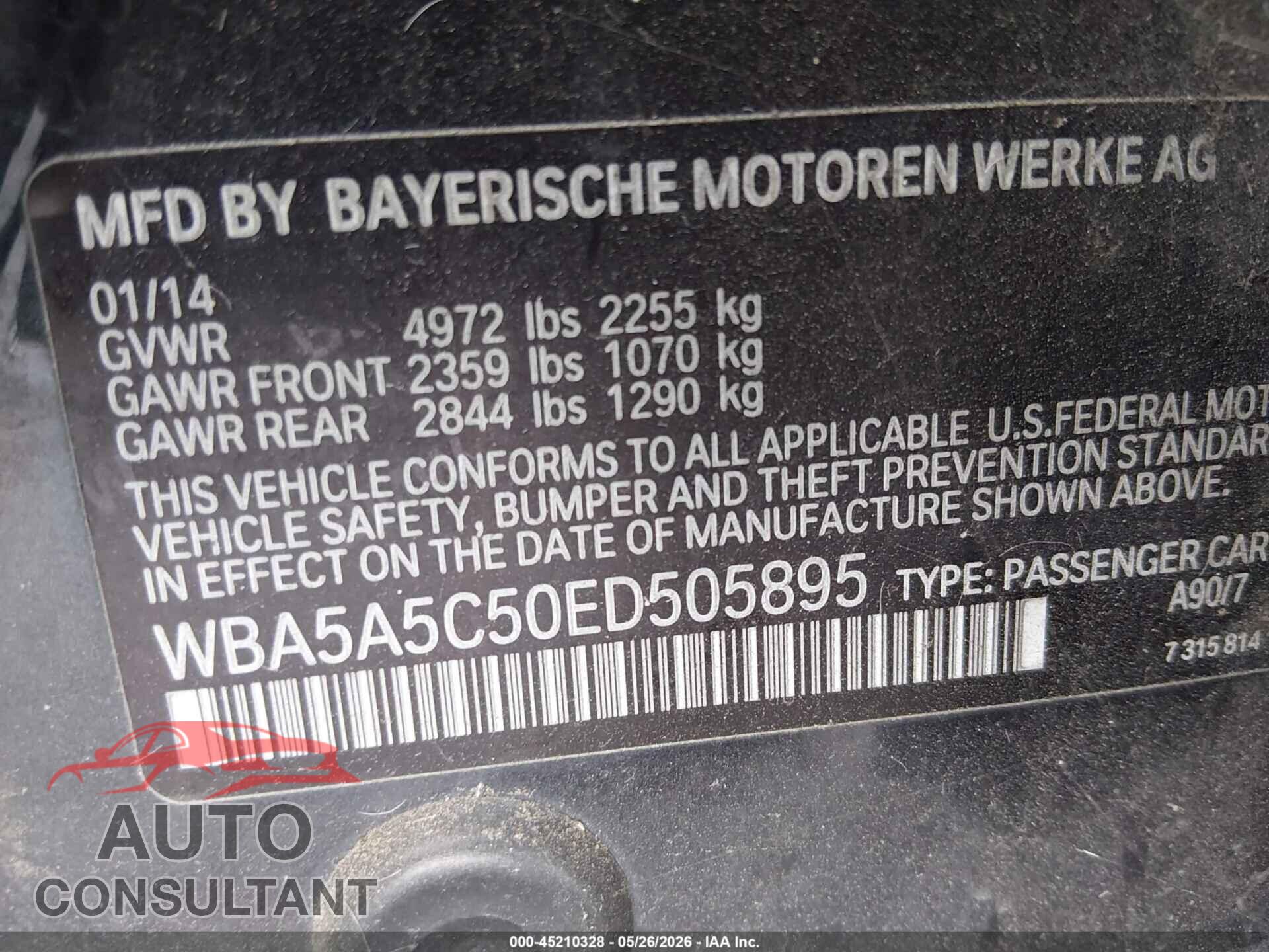 BMW 528I 2014 - WBA5A5C50ED505895