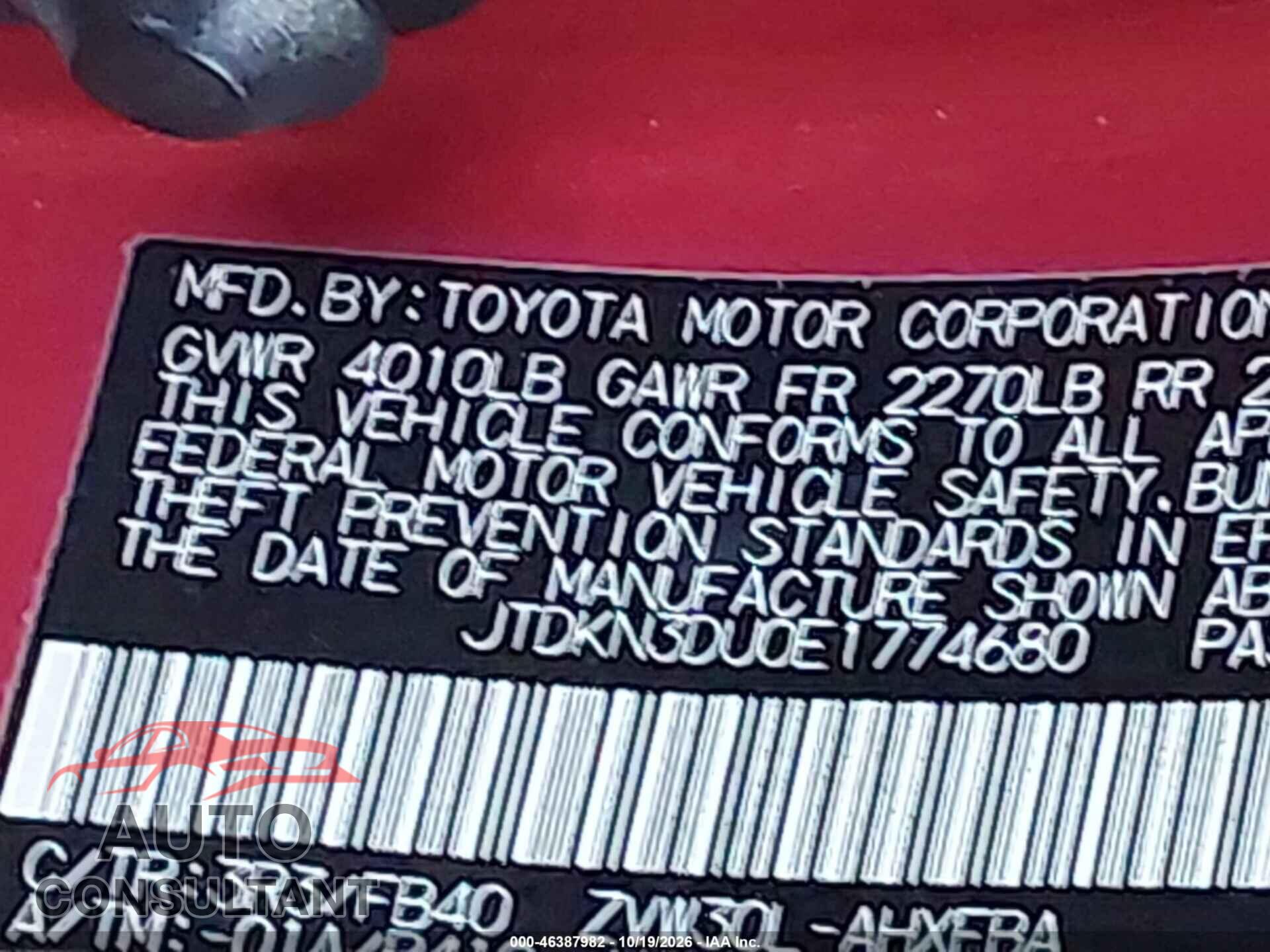 TOYOTA PRIUS 2014 - JTDKN3DU0E1774680