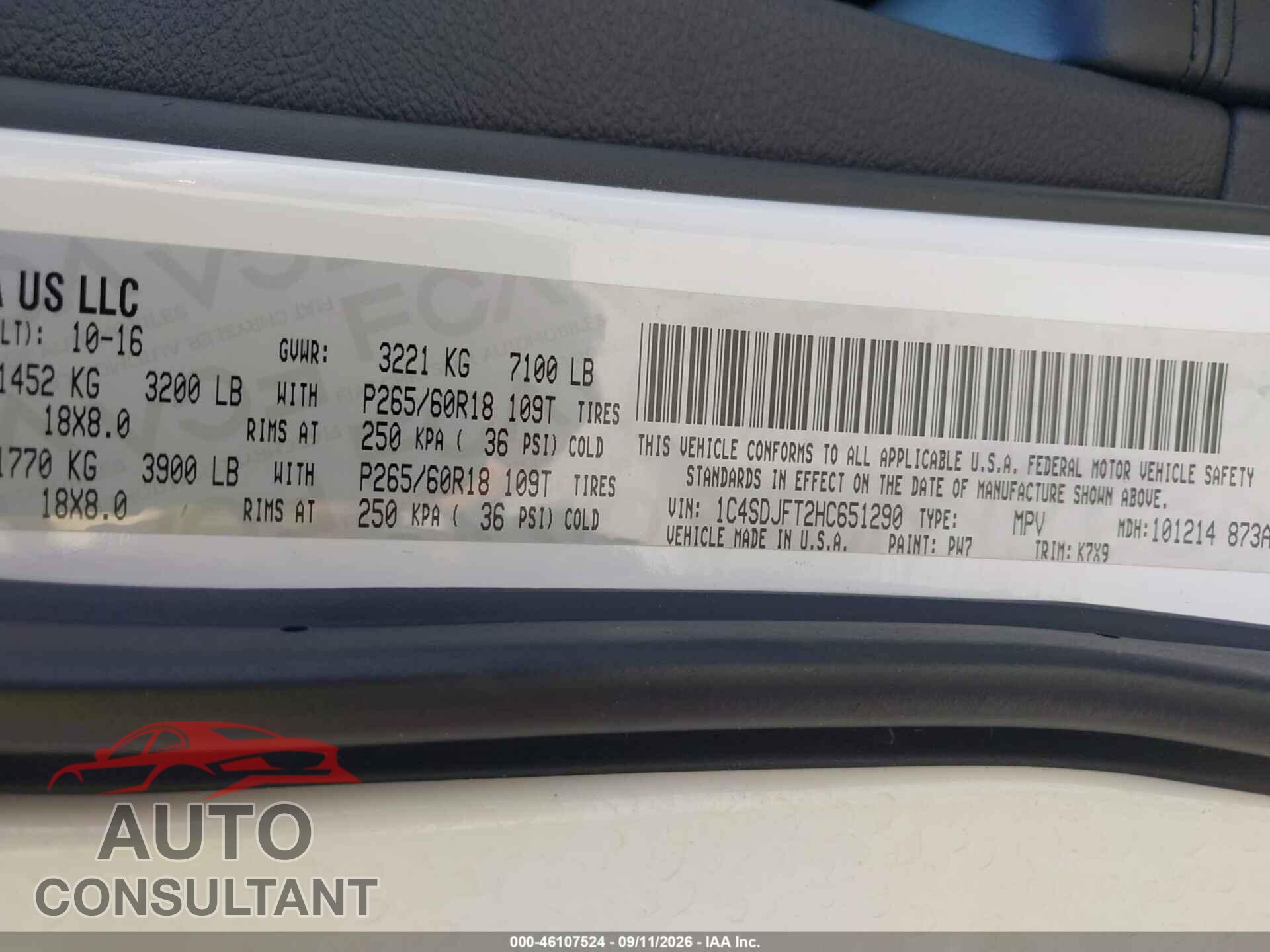 DODGE DURANGO 2017 - 1C4SDJFT2HC651290