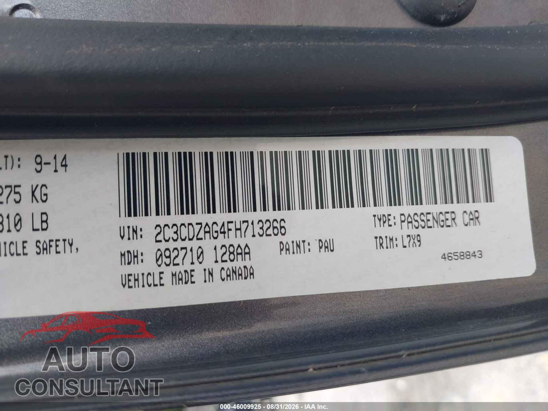DODGE CHALLENGER 2015 - 2C3CDZAG4FH713266