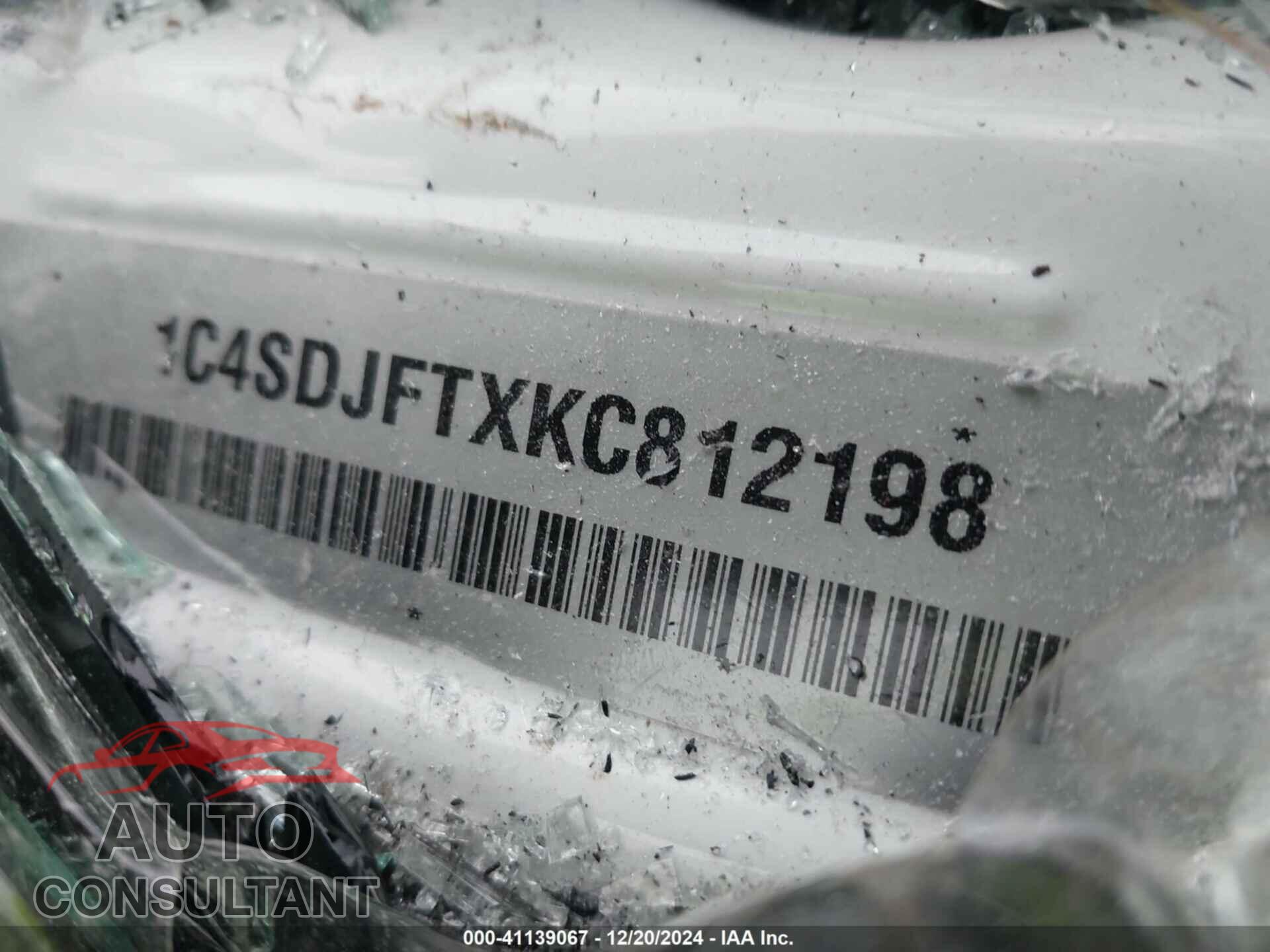 DODGE DURANGO 2019 - 1C4SDJFTXKC812198