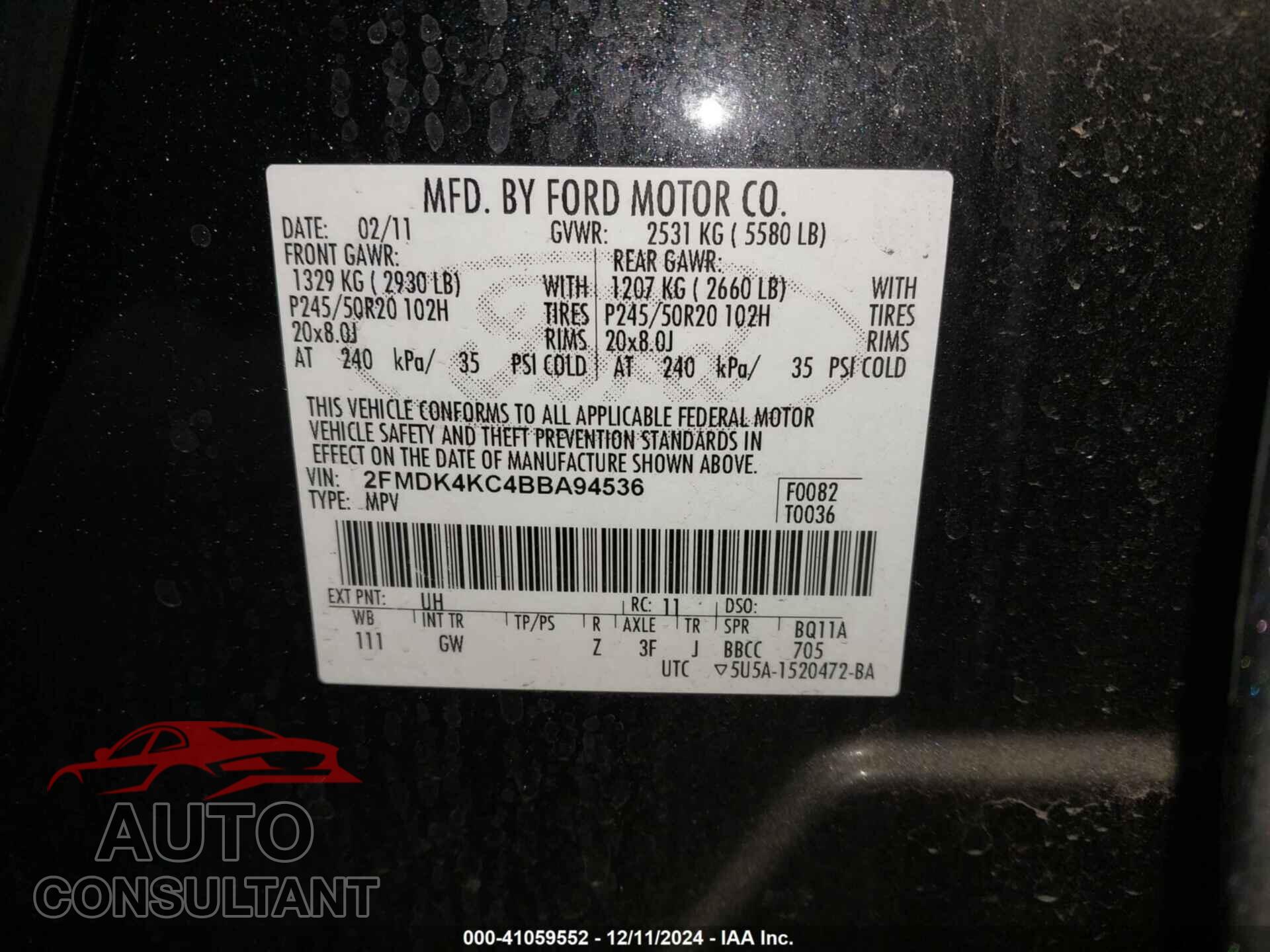 FORD EDGE 2011 - 2FMDK4KC4BBA94536