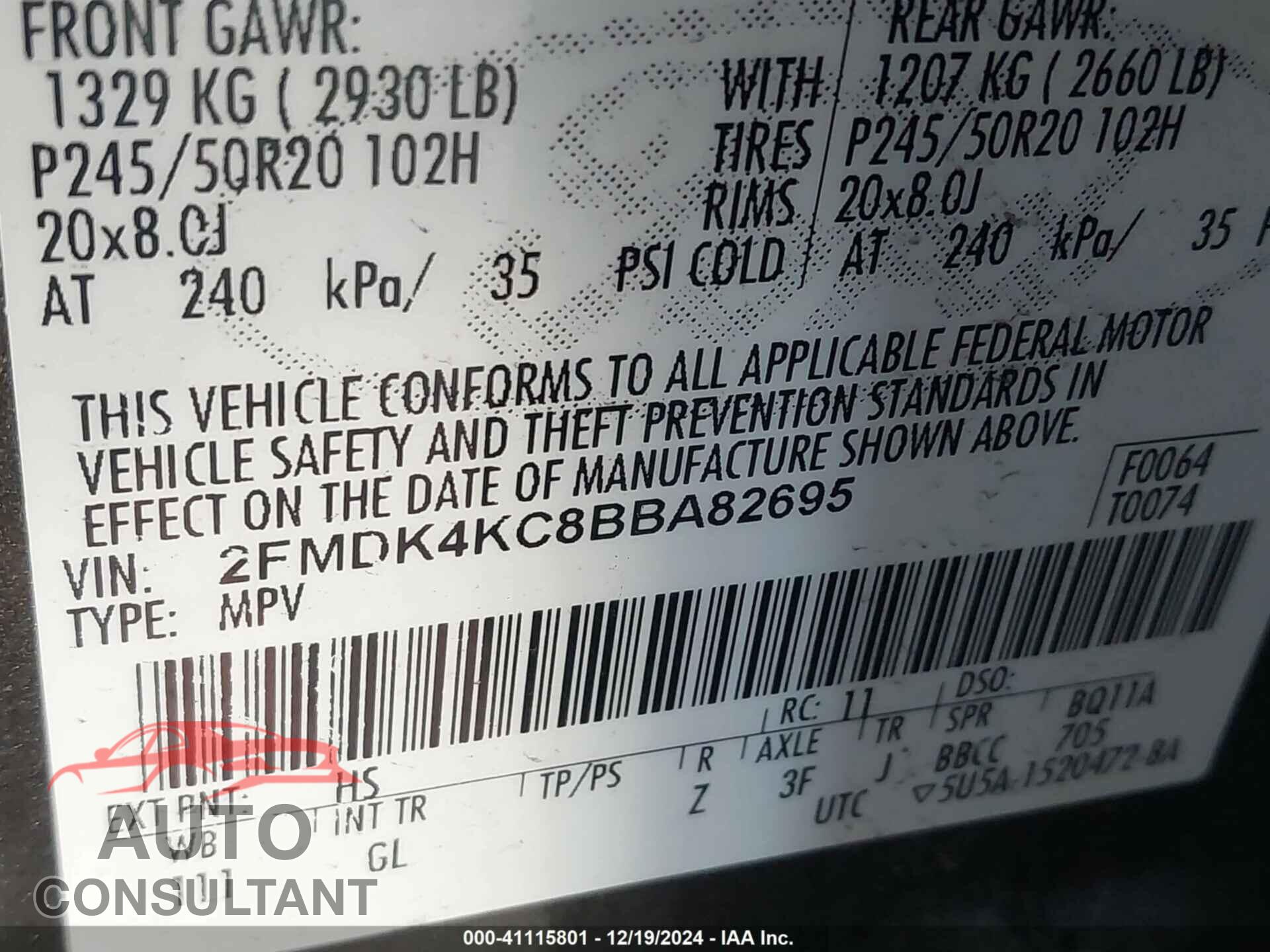 FORD EDGE 2011 - 2FMDK4KC8BBA82695