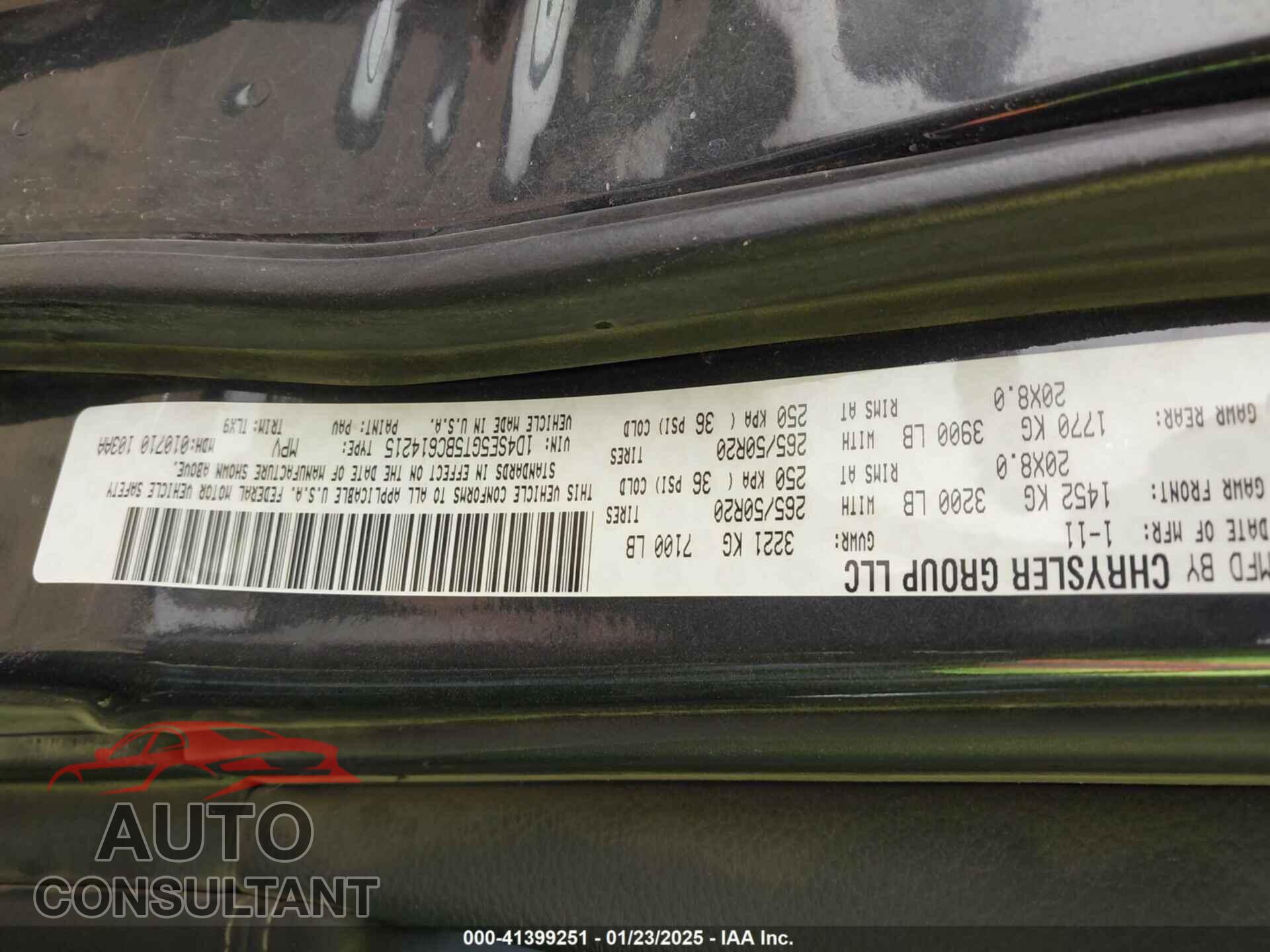 DODGE DURANGO 2011 - 1D4SE5GT5BC614215
