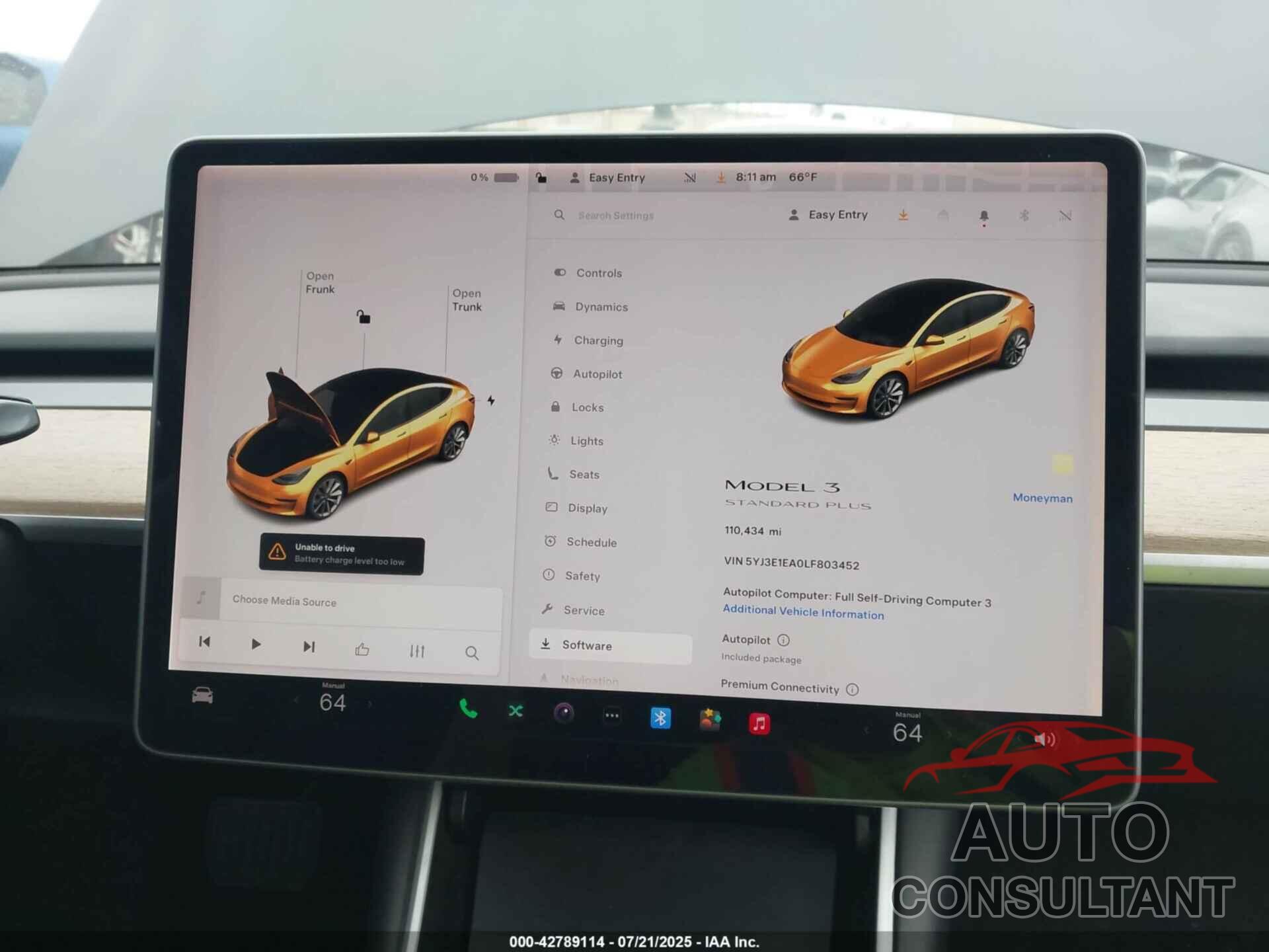 TESLA MODEL 3 2020 - 5YJ3E1EA0LF803452