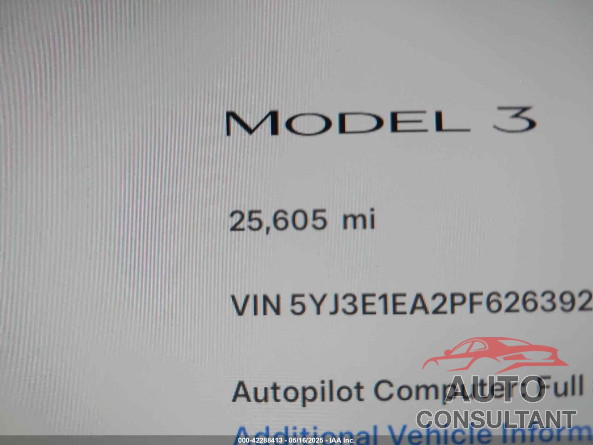 TESLA MODEL 3 2023 - 5YJ3E1EA2PF626392
