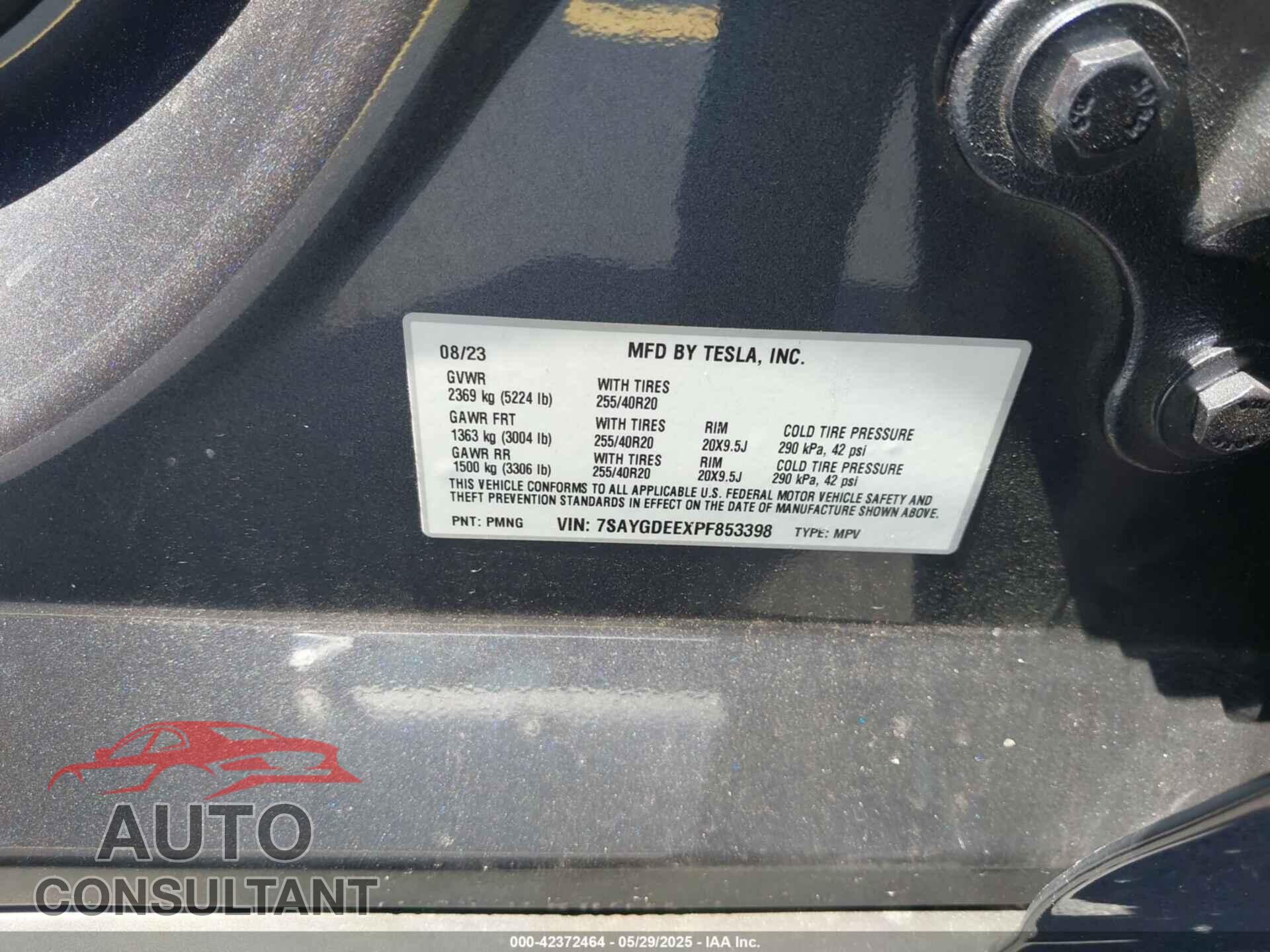 TESLA MODEL Y 2023 - 7SAYGDEEXPF853398