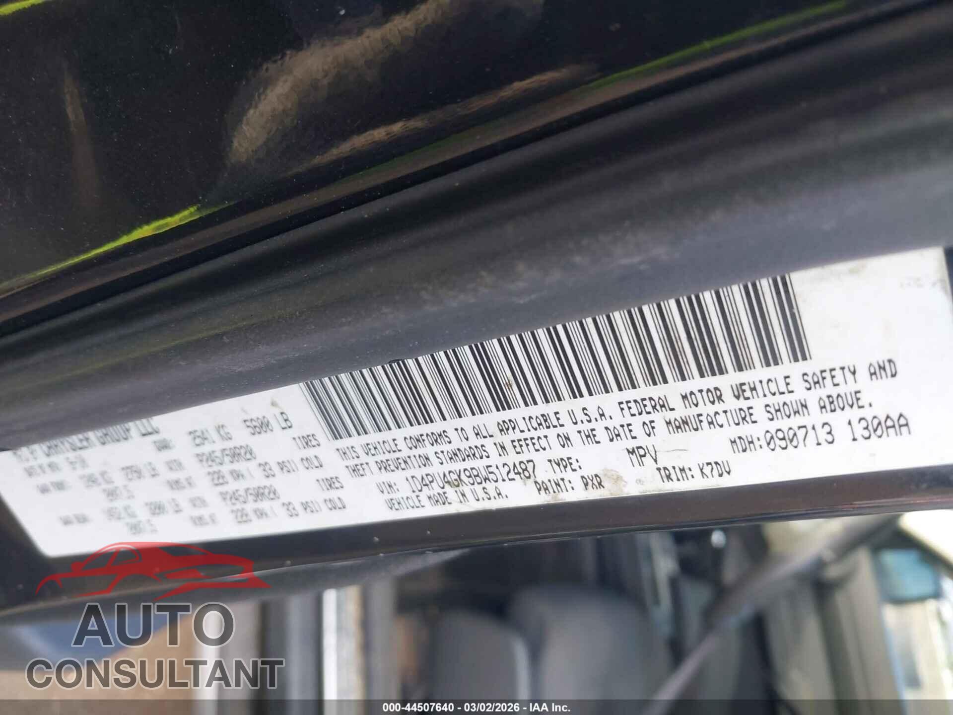 DODGE NITRO 2011 - 1D4PU4GK9BW512487