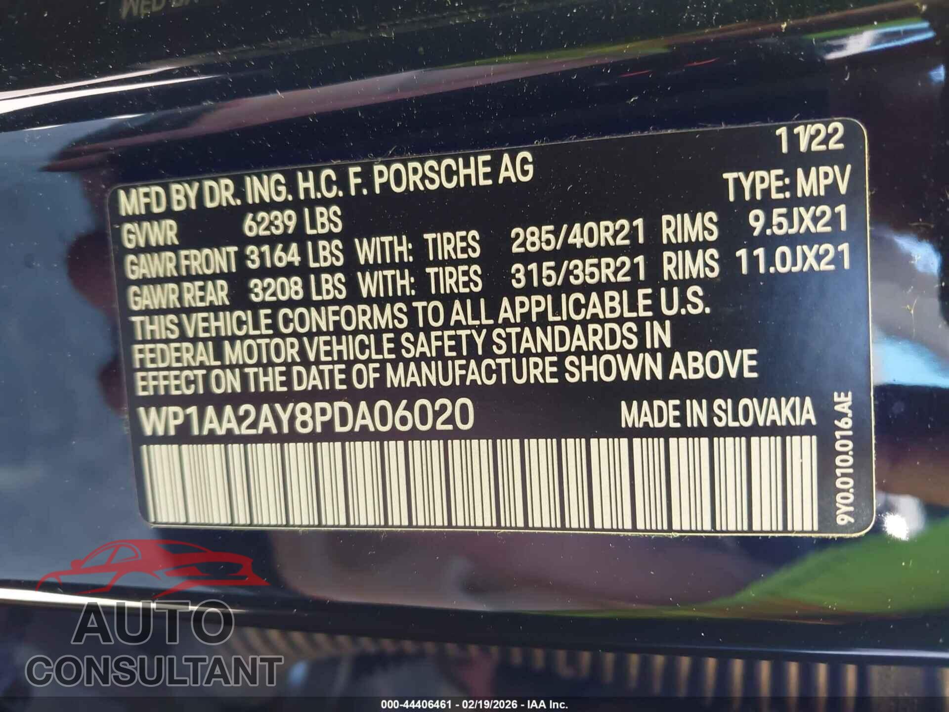 PORSCHE CAYENNE 2023 - WP1AA2AY8PDA06020