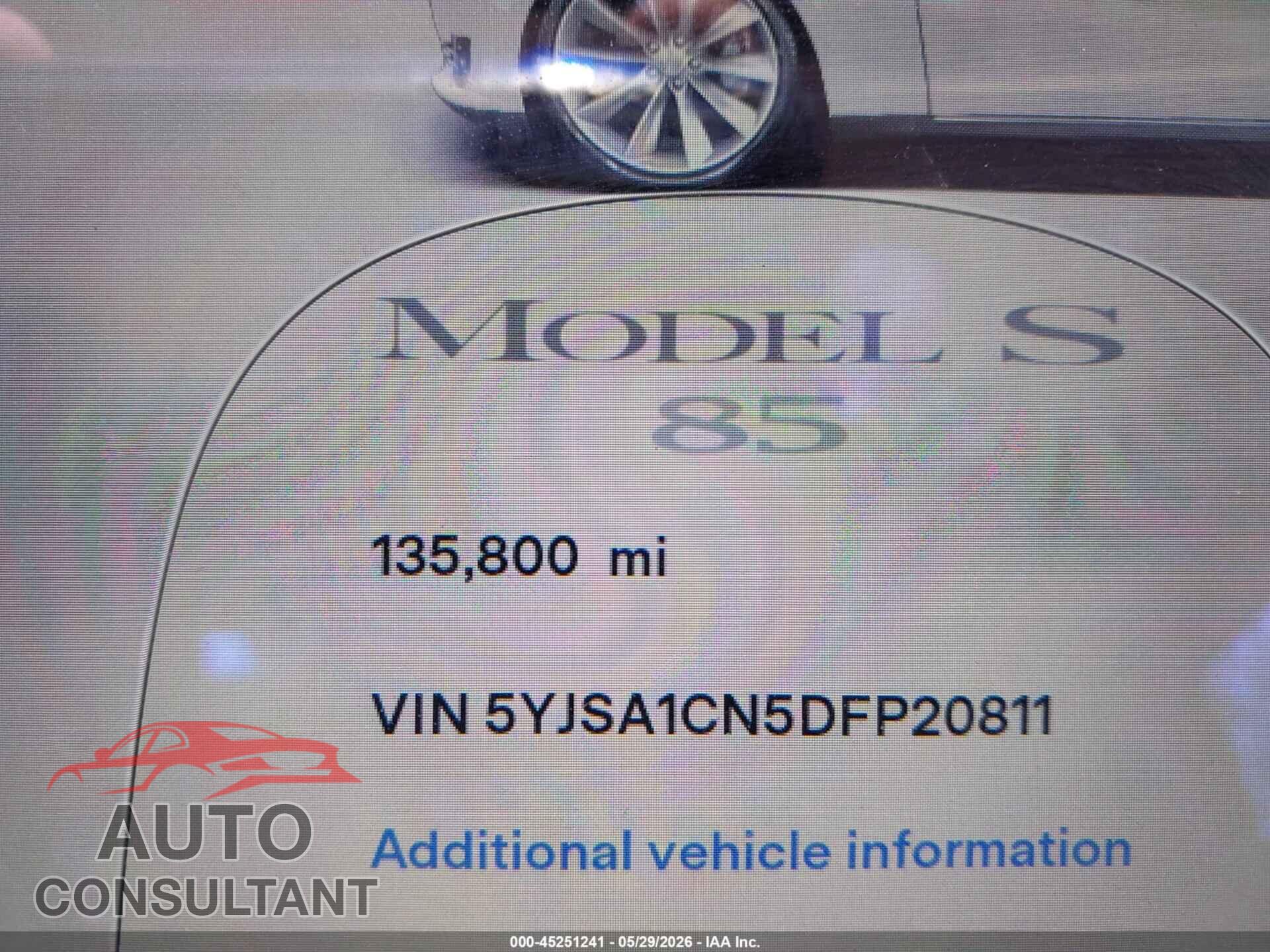 TESLA MODEL S 2013 - 5YJSA1CN5DFP20811