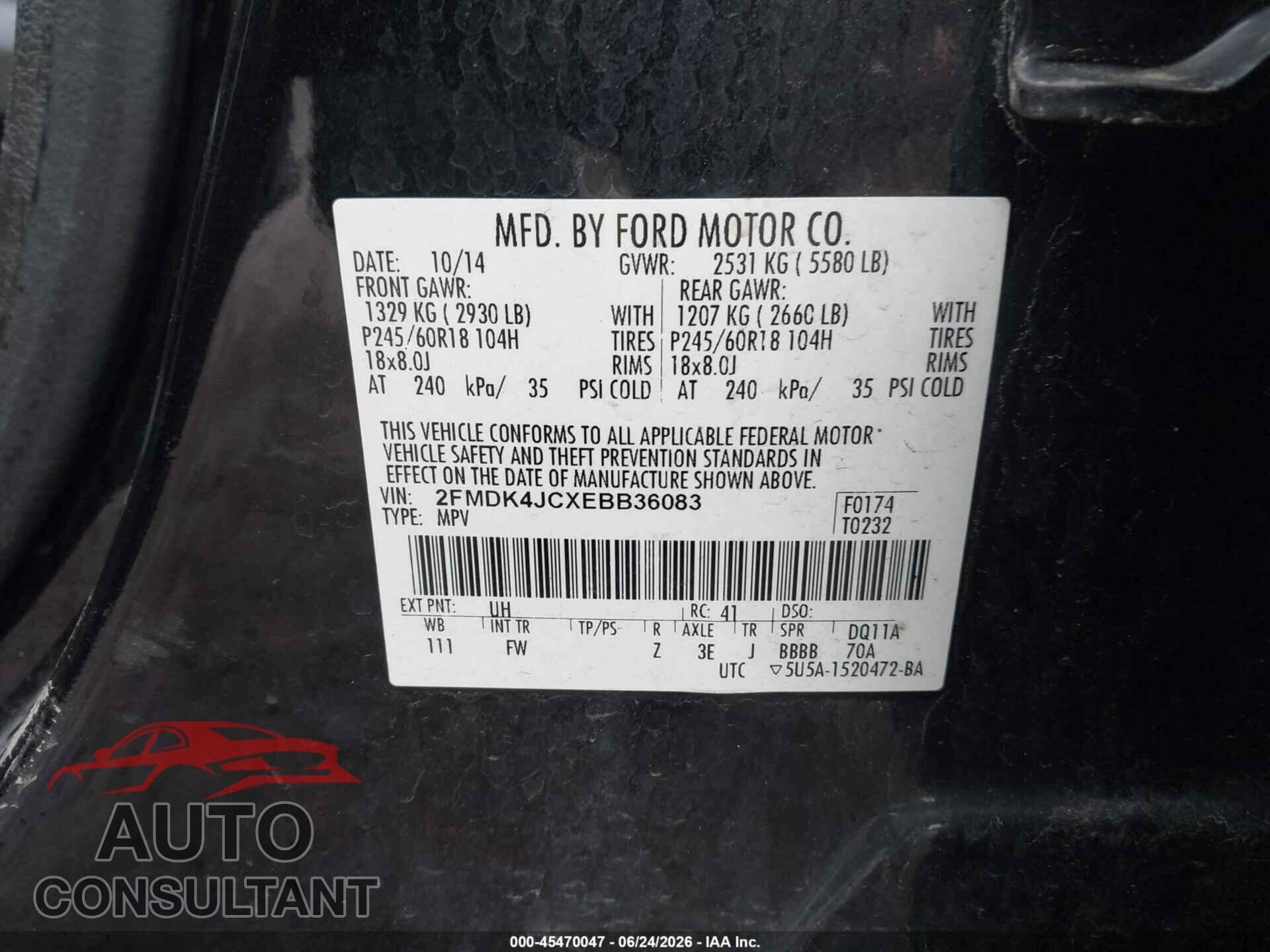 FORD EDGE 2014 - 2FMDK4JCXEBB36083