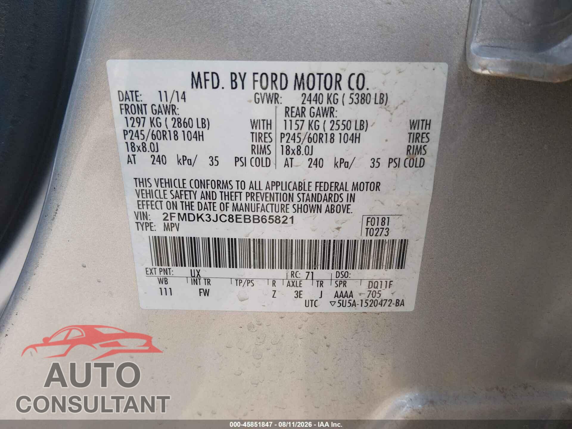 FORD EDGE 2014 - 2FMDK3JC8EBB65821