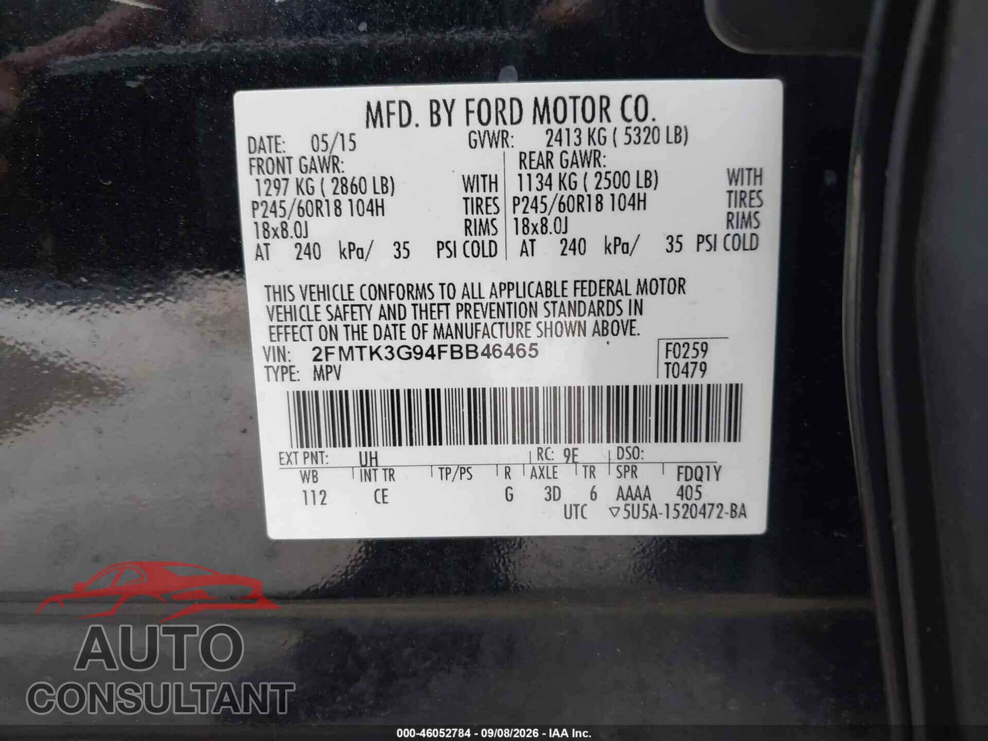 FORD EDGE 2015 - 2FMTK3G94FBB46465
