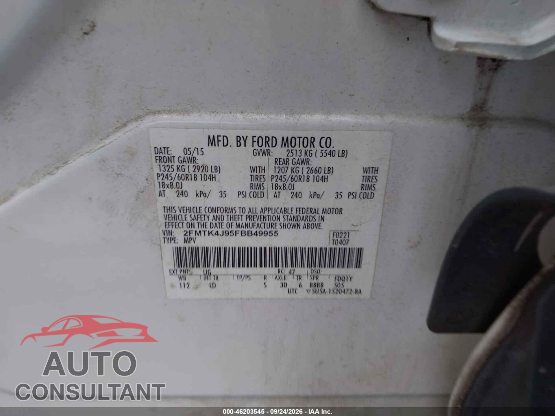 FORD EDGE 2015 - 2FMTK4J95FBB49955