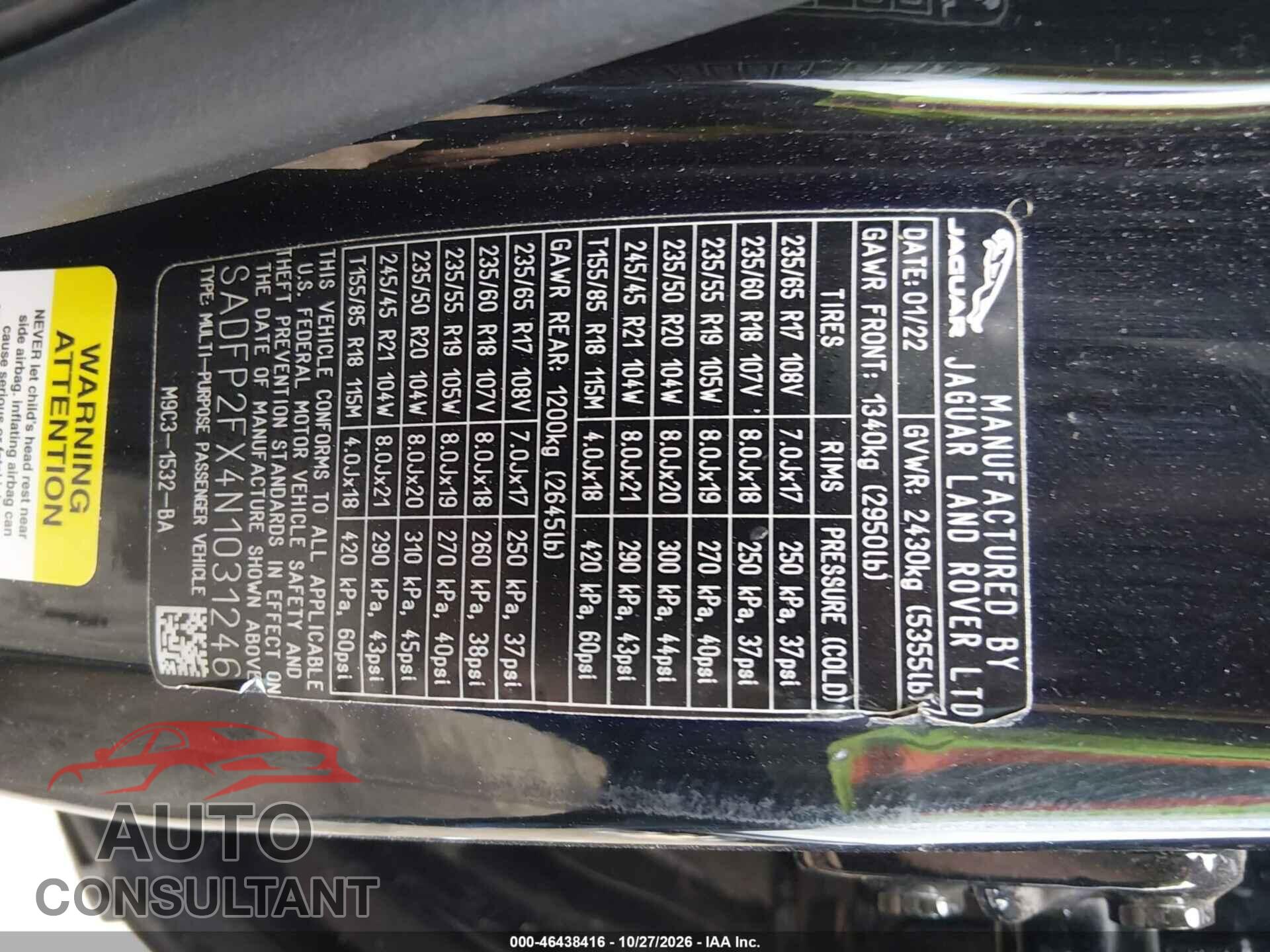 JAGUAR E-PACE 2022 - SADFP2FX4N1031246