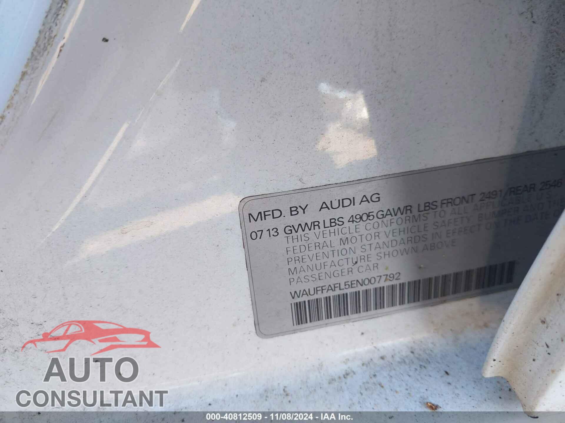 AUDI A4 2014 - WAUFFAFL5EN007792
