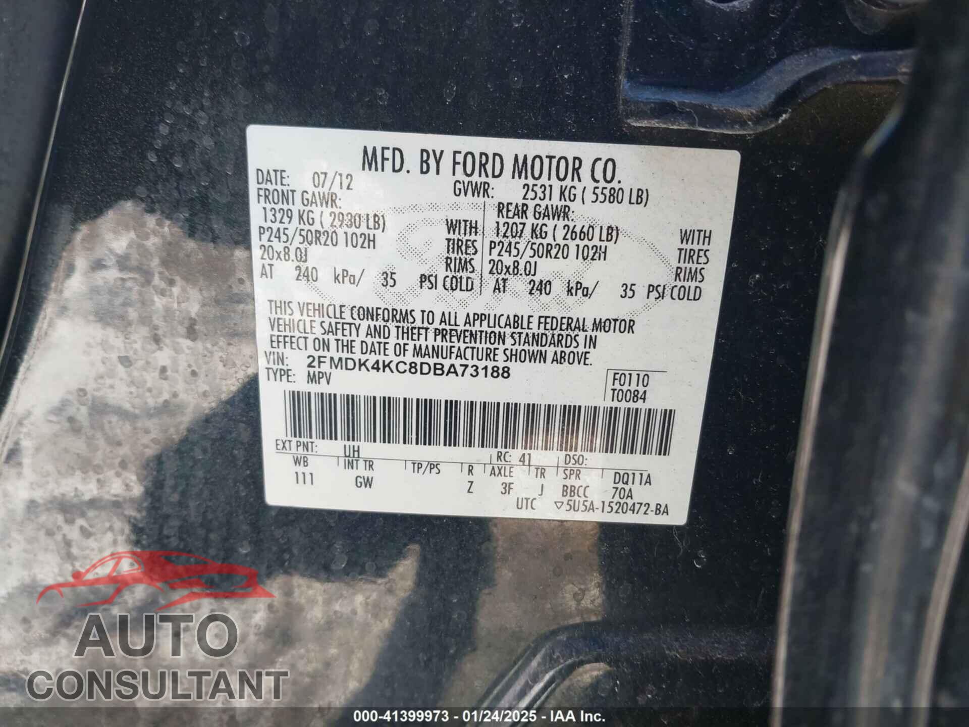 FORD EDGE 2013 - 2FMDK4KC8DBA73188