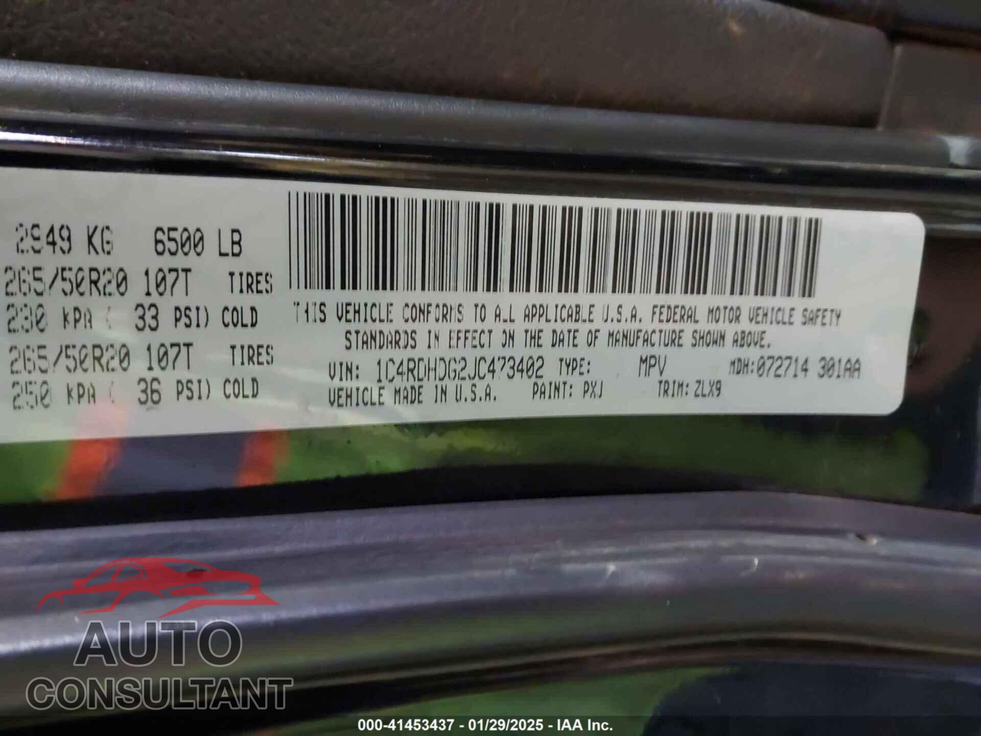 DODGE DURANGO 2018 - 1C4RDHDG2JC473402