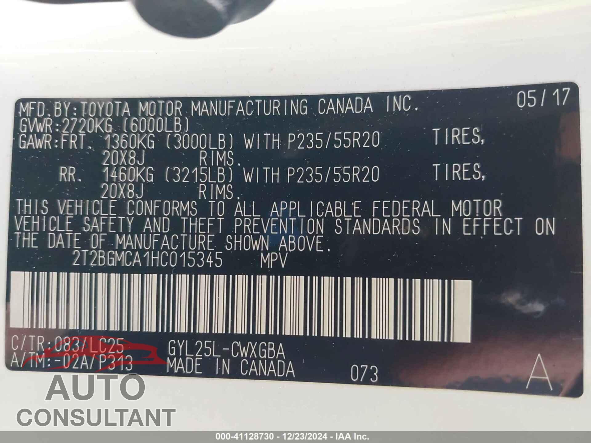 LEXUS RX 450H 2017 - 2T2BGMCA1HC015345