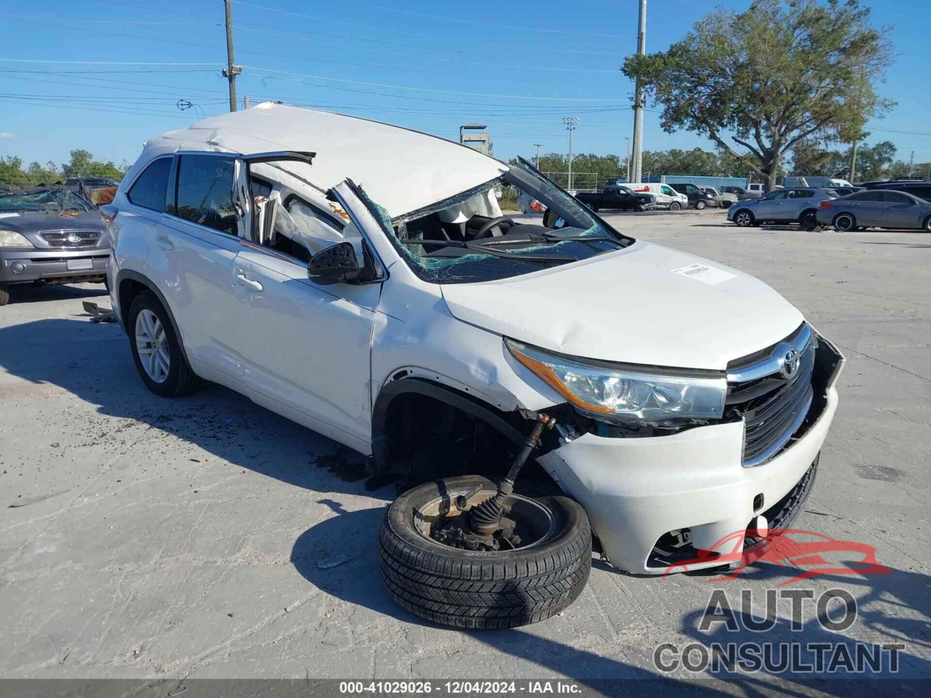 TOYOTA HIGHLANDER 2015 - 5TDZARFH0FS014198