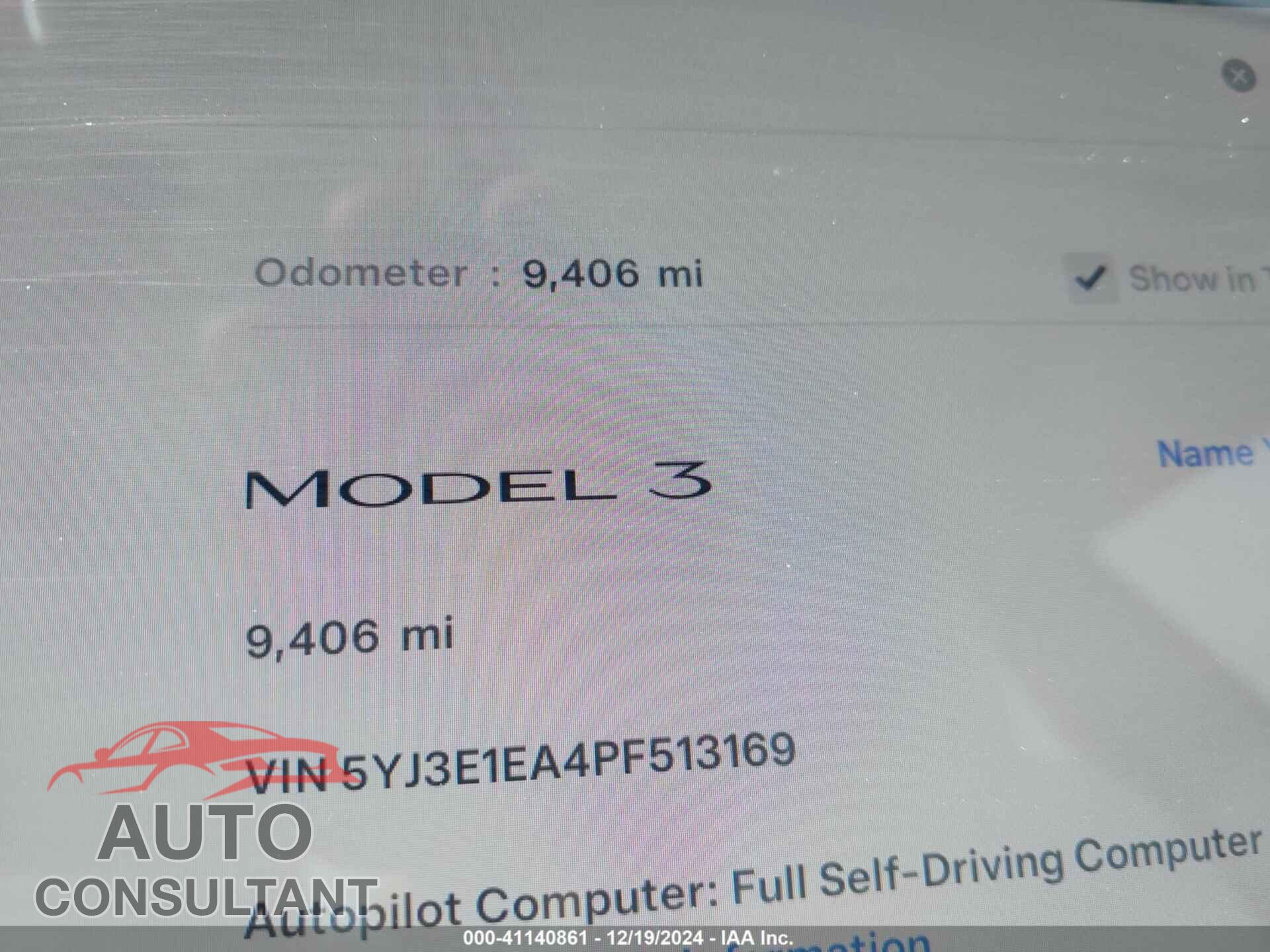 TESLA MODEL 3 2023 - 5YJ3E1EA4PF513169