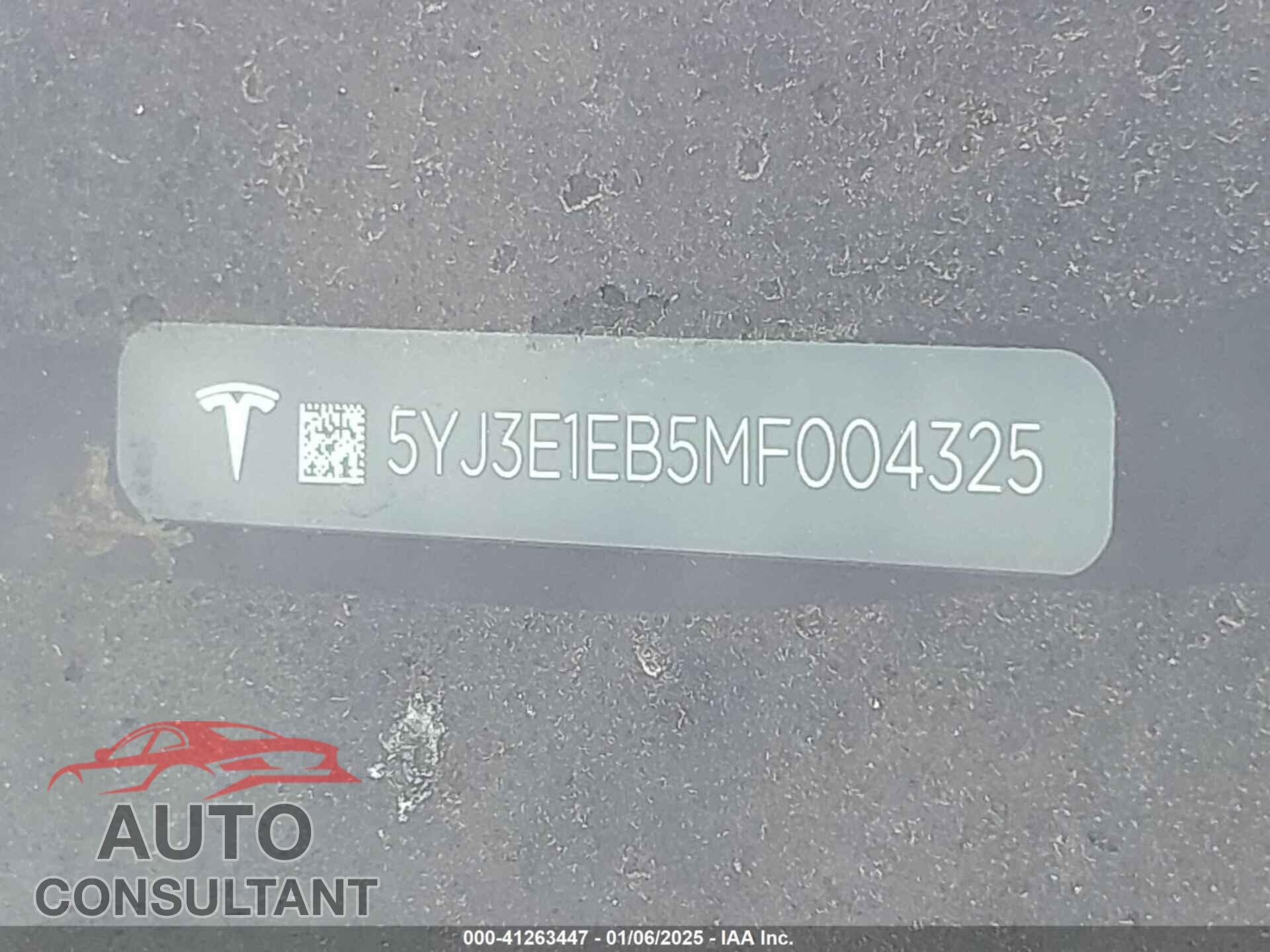 TESLA MODEL 3 2021 - 5YJ3E1EB5MF004325
