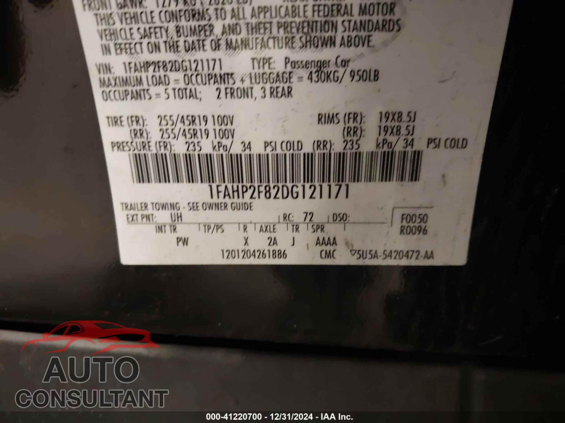 FORD TAURUS 2013 - 1FAHP2F82DG121171