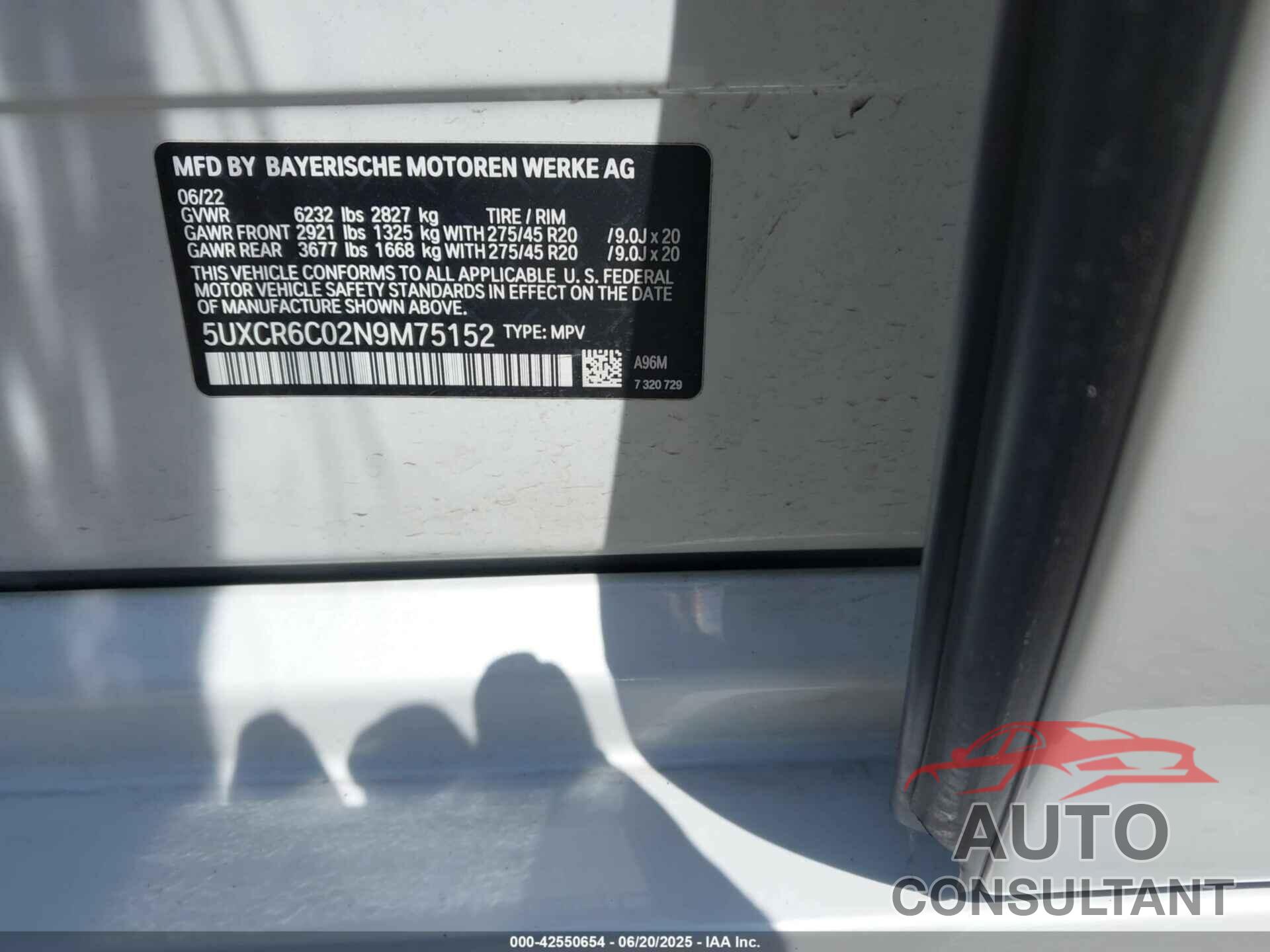BMW X5 2022 - 5UXCR6C02N9M75152