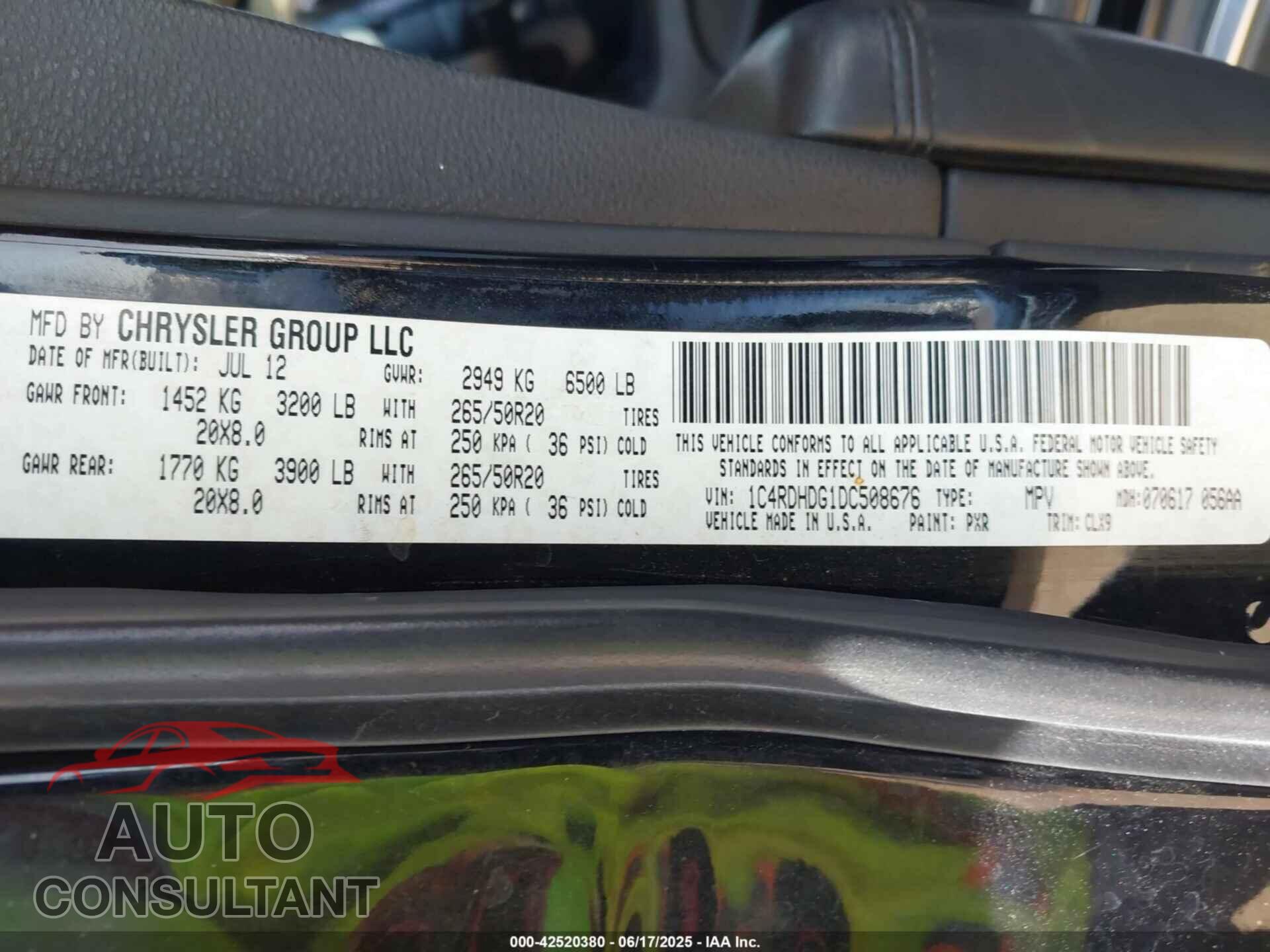 DODGE DURANGO 2013 - 1C4RDHDG1DC508676