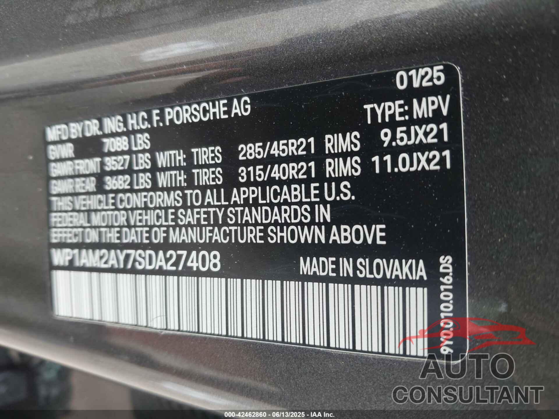 PORSCHE CAYENNE 2025 - WP1AM2AY7SDA27408