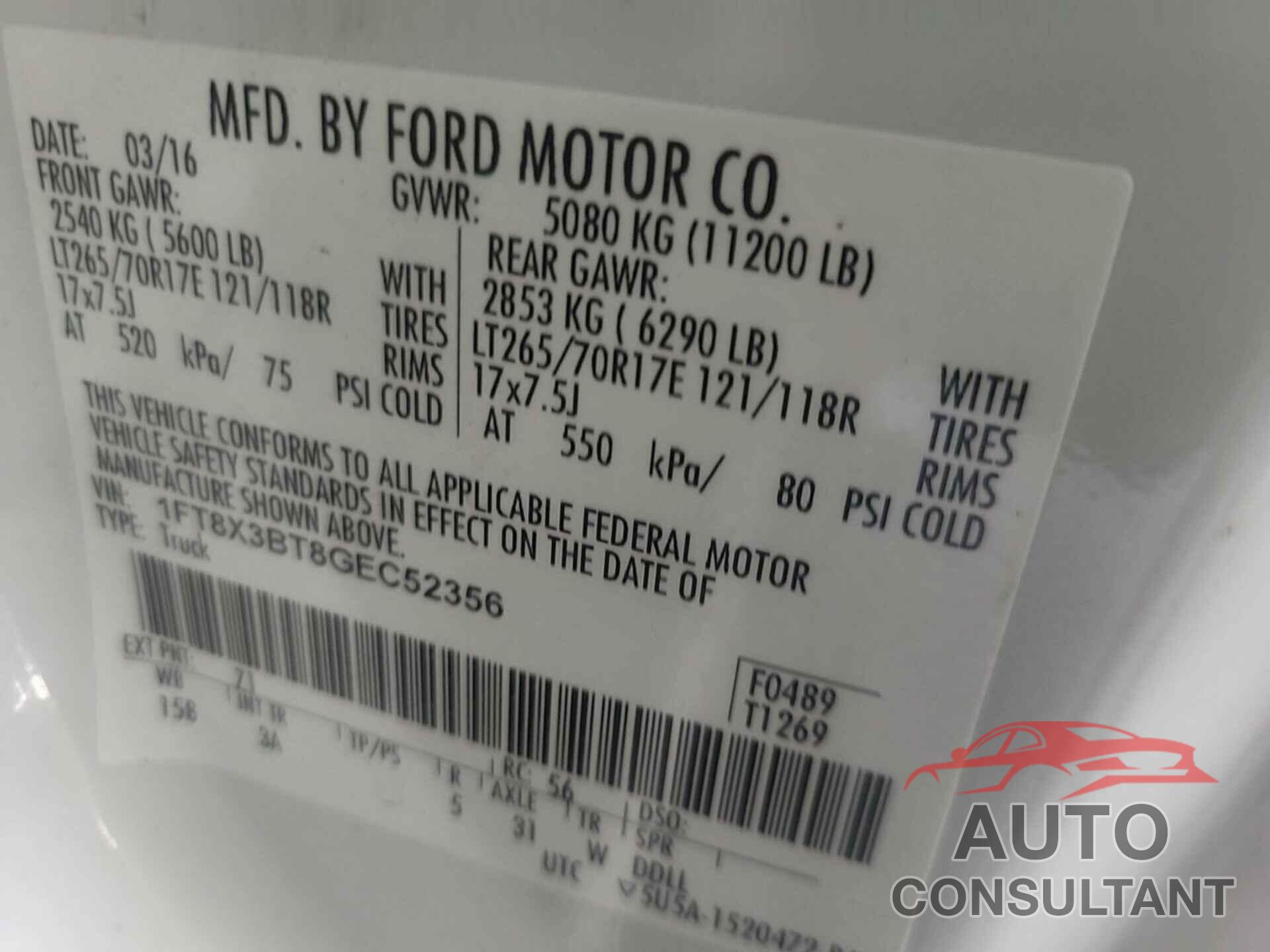 FORD F-350 2016 - 1FT8X3BT8GEC52356