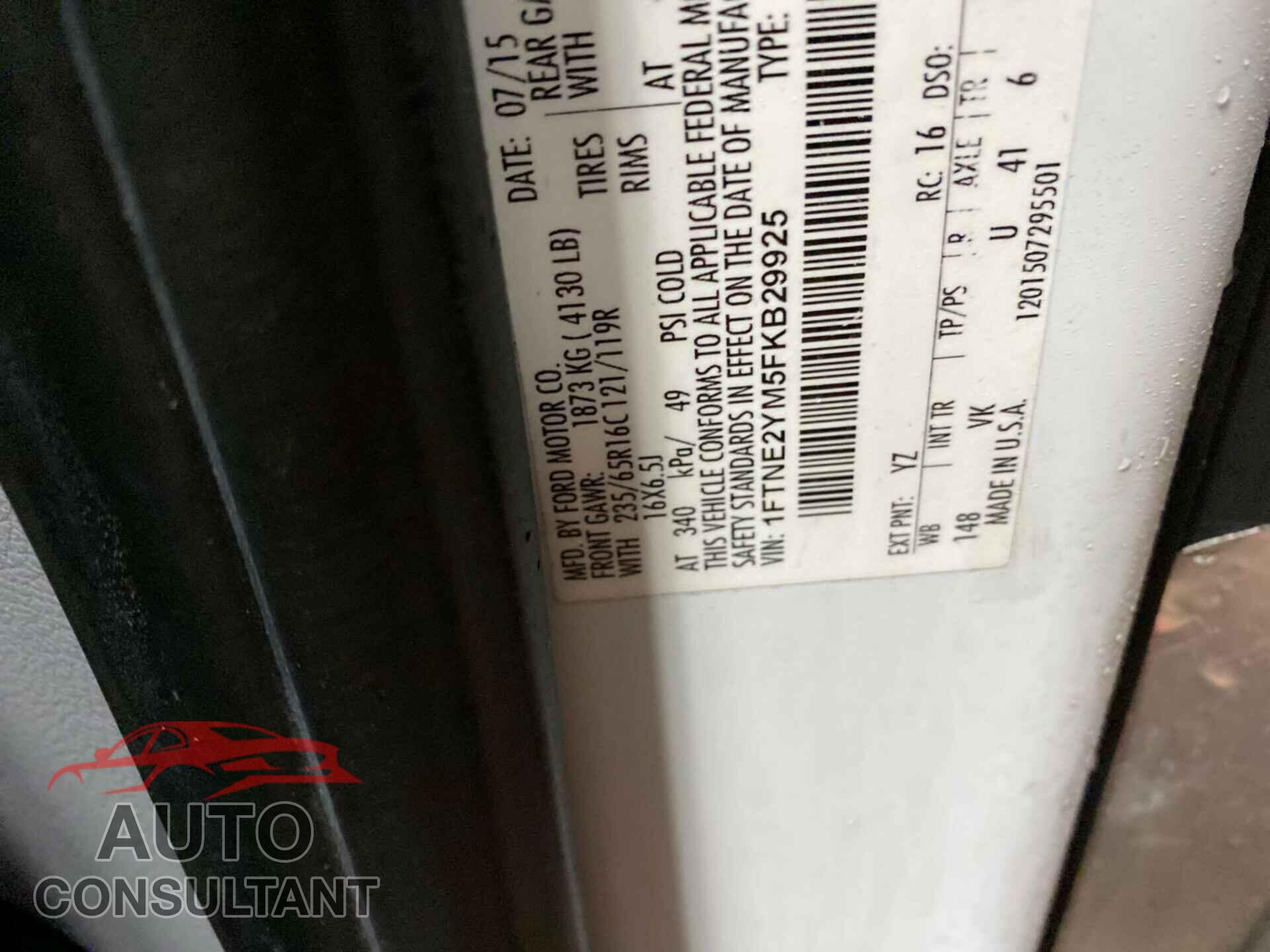 FORD TRANSIT-150 2015 - 1FTNE2YM5FKB29925