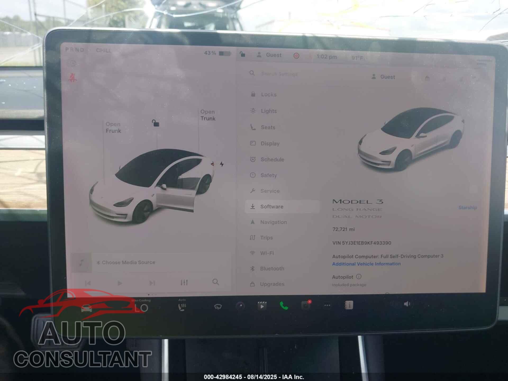 TESLA MODEL 3 2019 - 5YJ3E1EB9KF493390