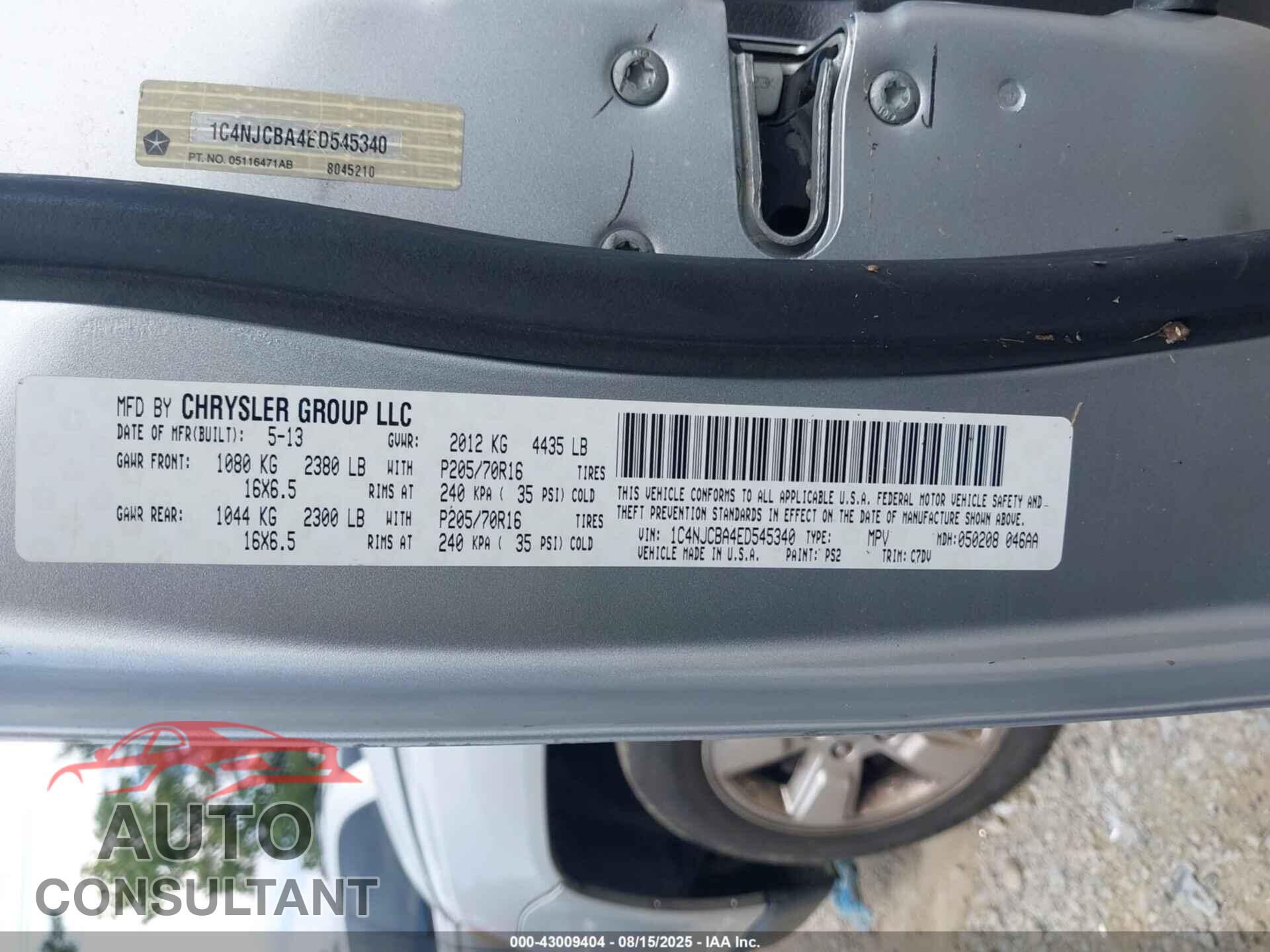 JEEP COMPASS 2014 - 1C4NJCBA4ED545340